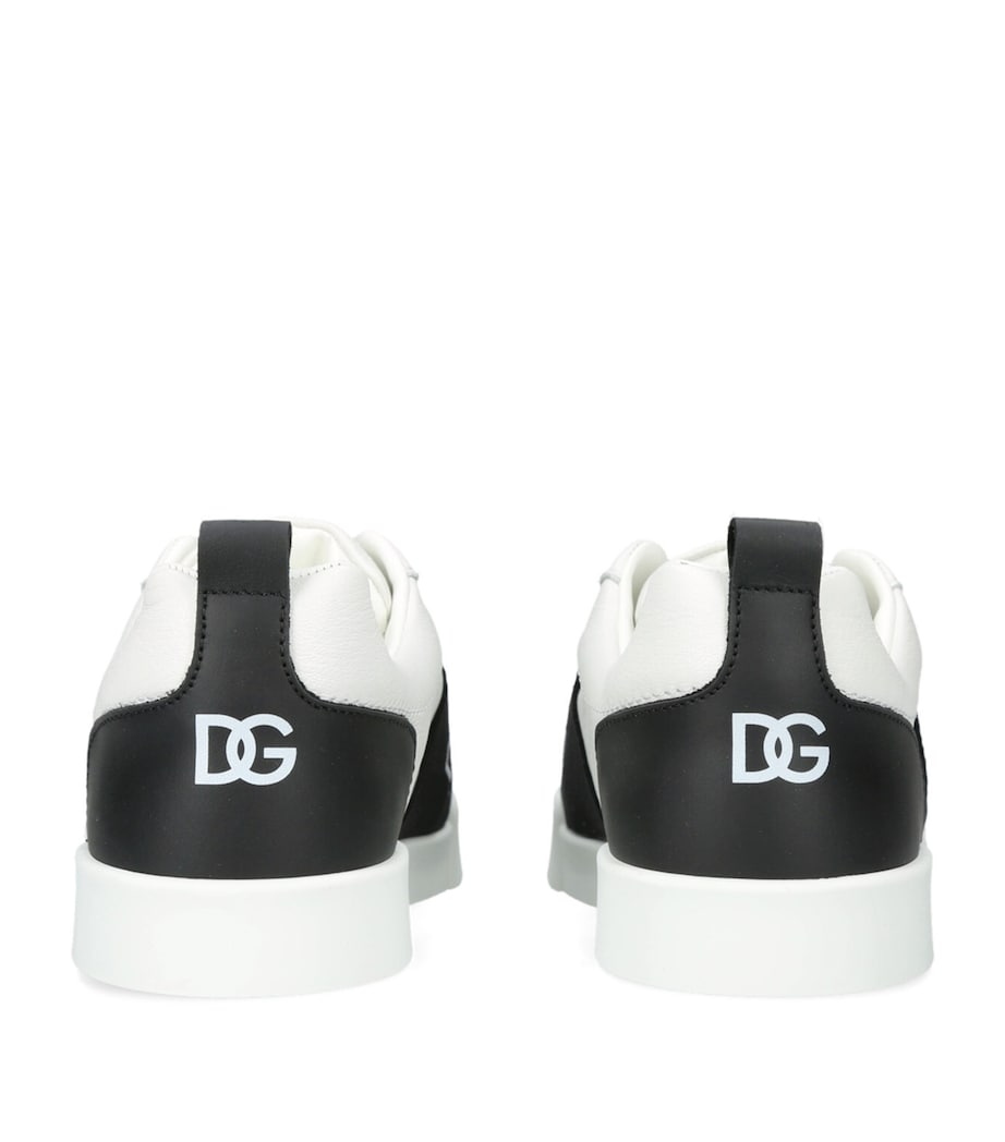 Dolce&Gabbana Kids Leather Logo Sneakers White/blk Image 2
