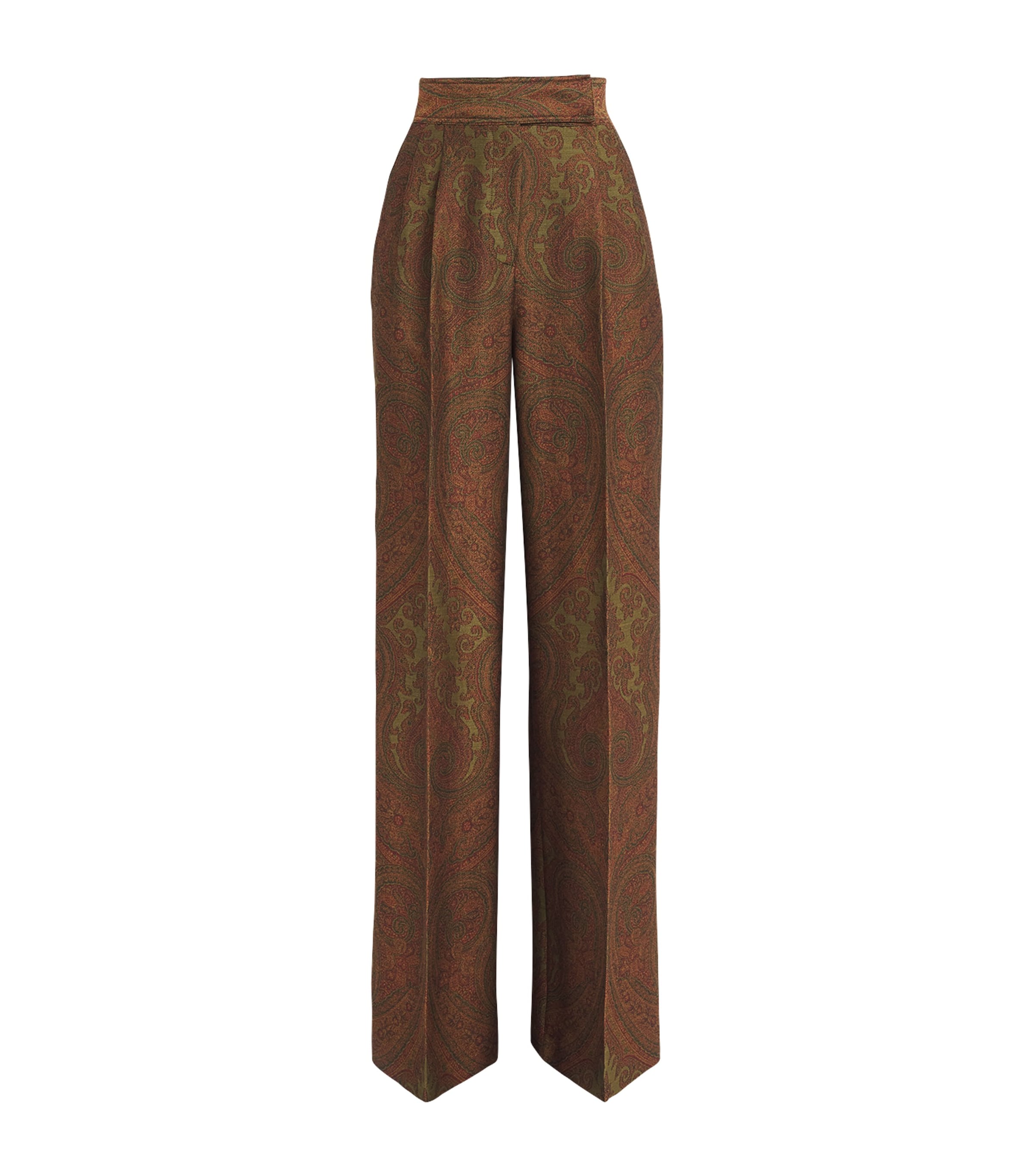 Etro Womens Paisley Jacquard Straight Trousers Multi/green Bs Image 1