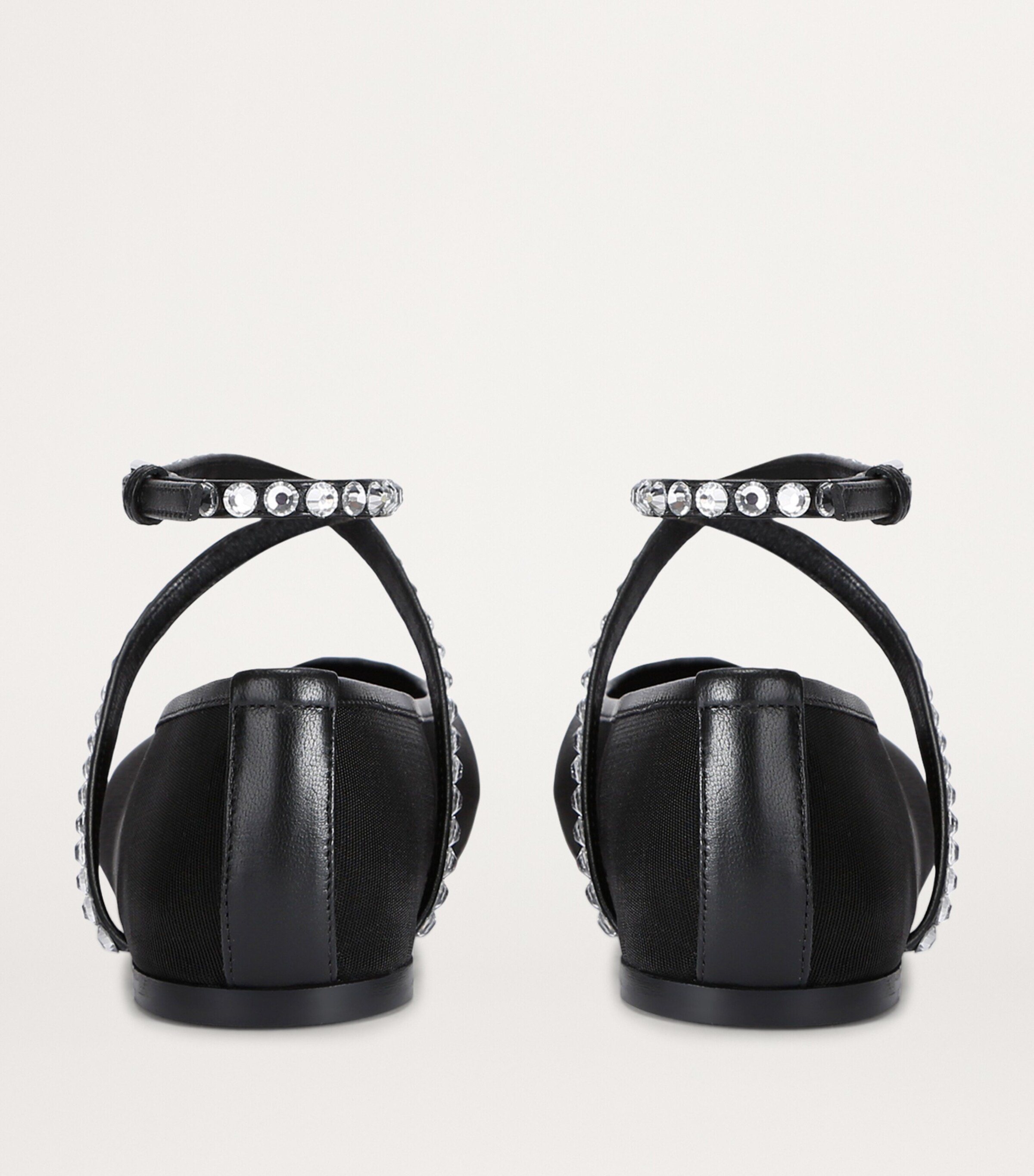 Amina Muaddi Embellished Ane Ballet Flats Blk/white Image 5