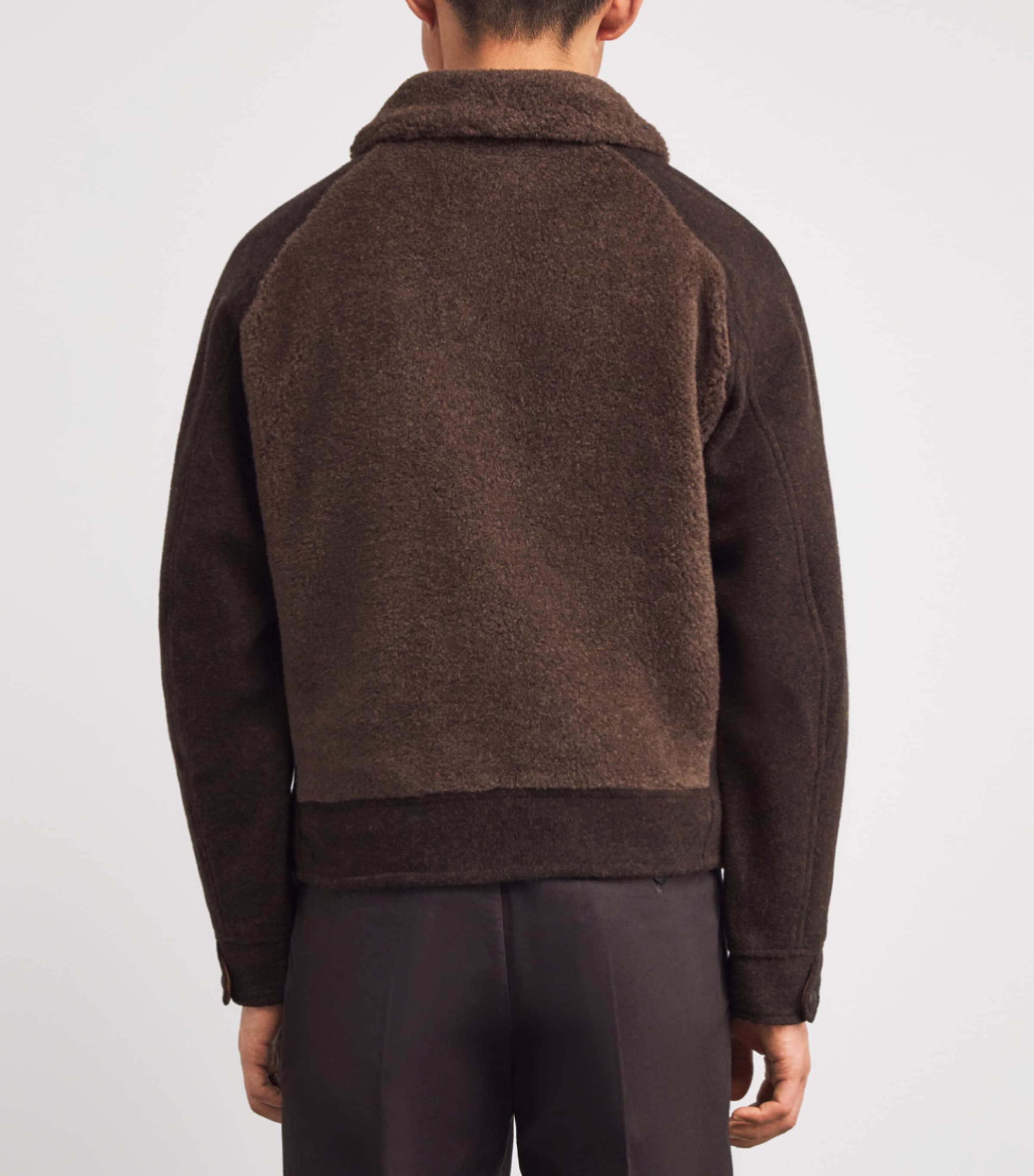 Double-Knit Fleece-Detail Jacket BROWN Image 4