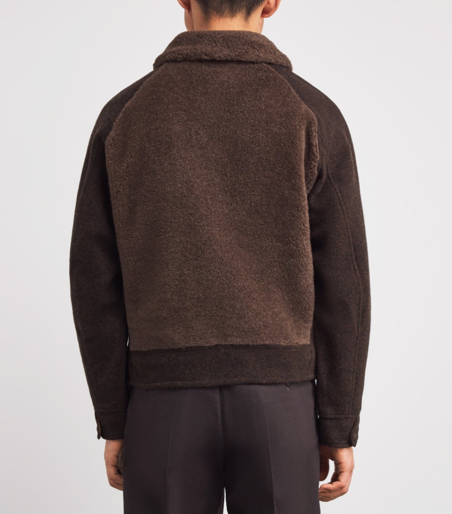 Double-Knit Fleece-Detail Jacket BROWN Image 4