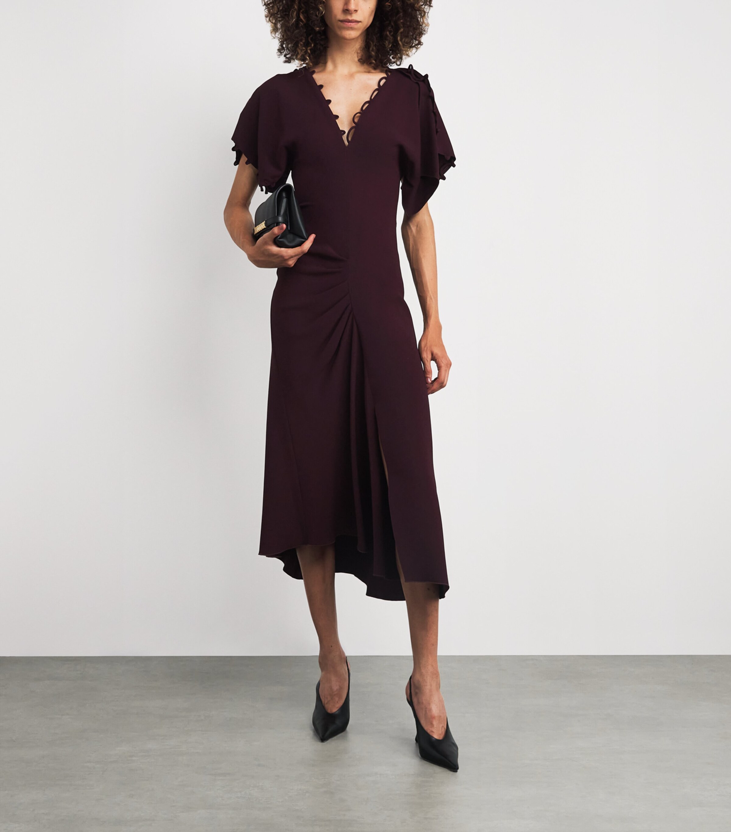 Satin Rouleaux Midi Dress 2757 MERLOT Image 2