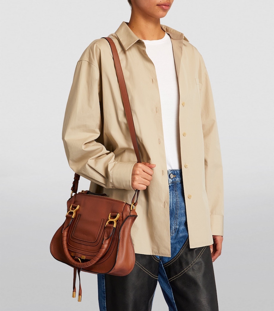 Small Leather Marcie Top-Handle Bag BAG TAN Image 5