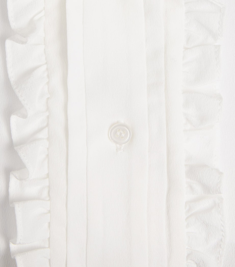 Sandro Paris Womens Silk Ruffle Blouse White Image 6