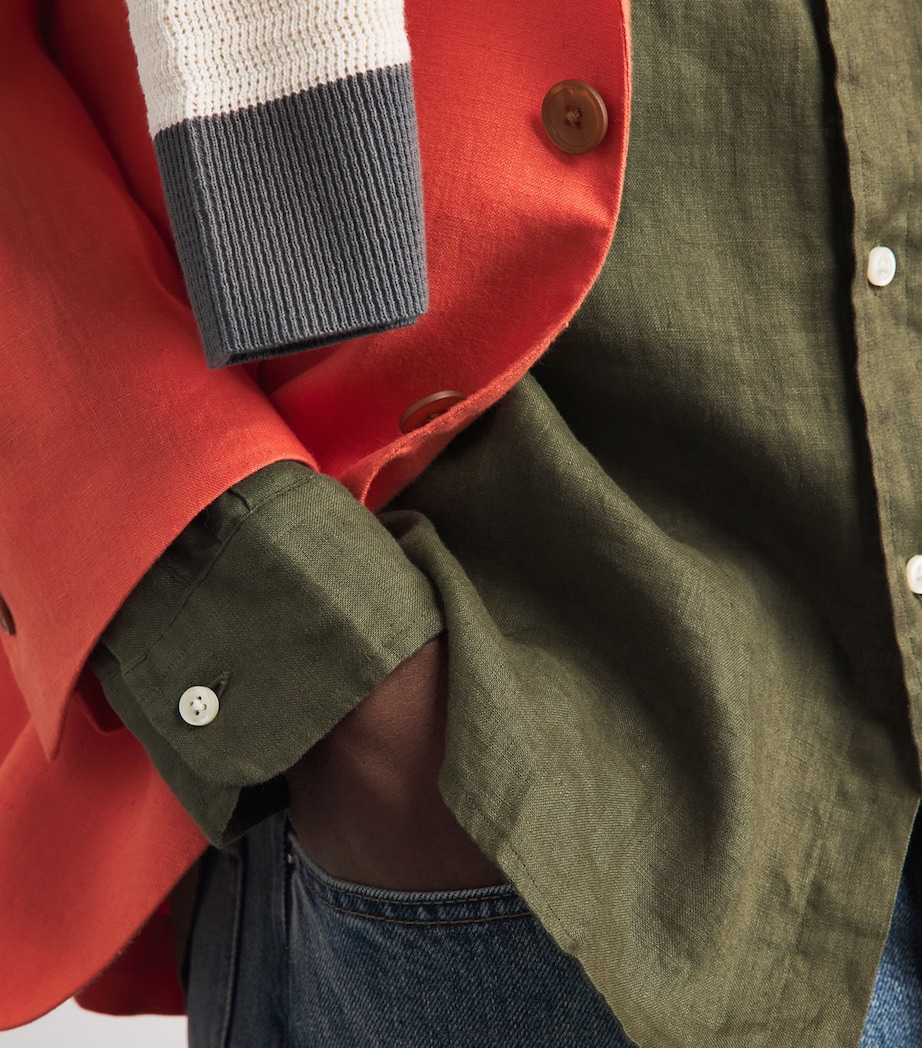 Polo Ralph Lauren Mens Linen Custom-Fit Shirt New Olive Image 3