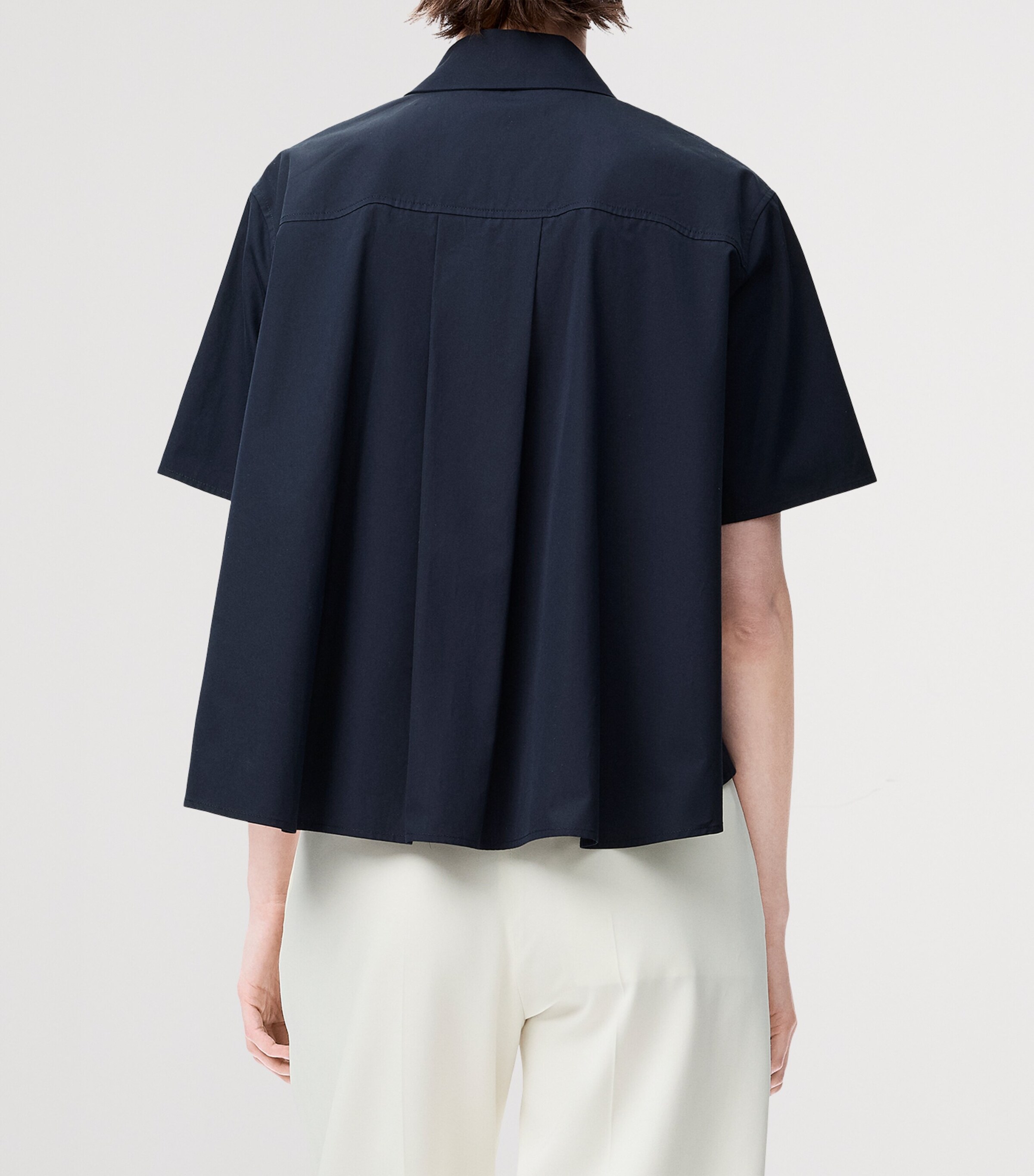 Short-Sleeve Trapeze Shirt NAVY BLUE Image 4