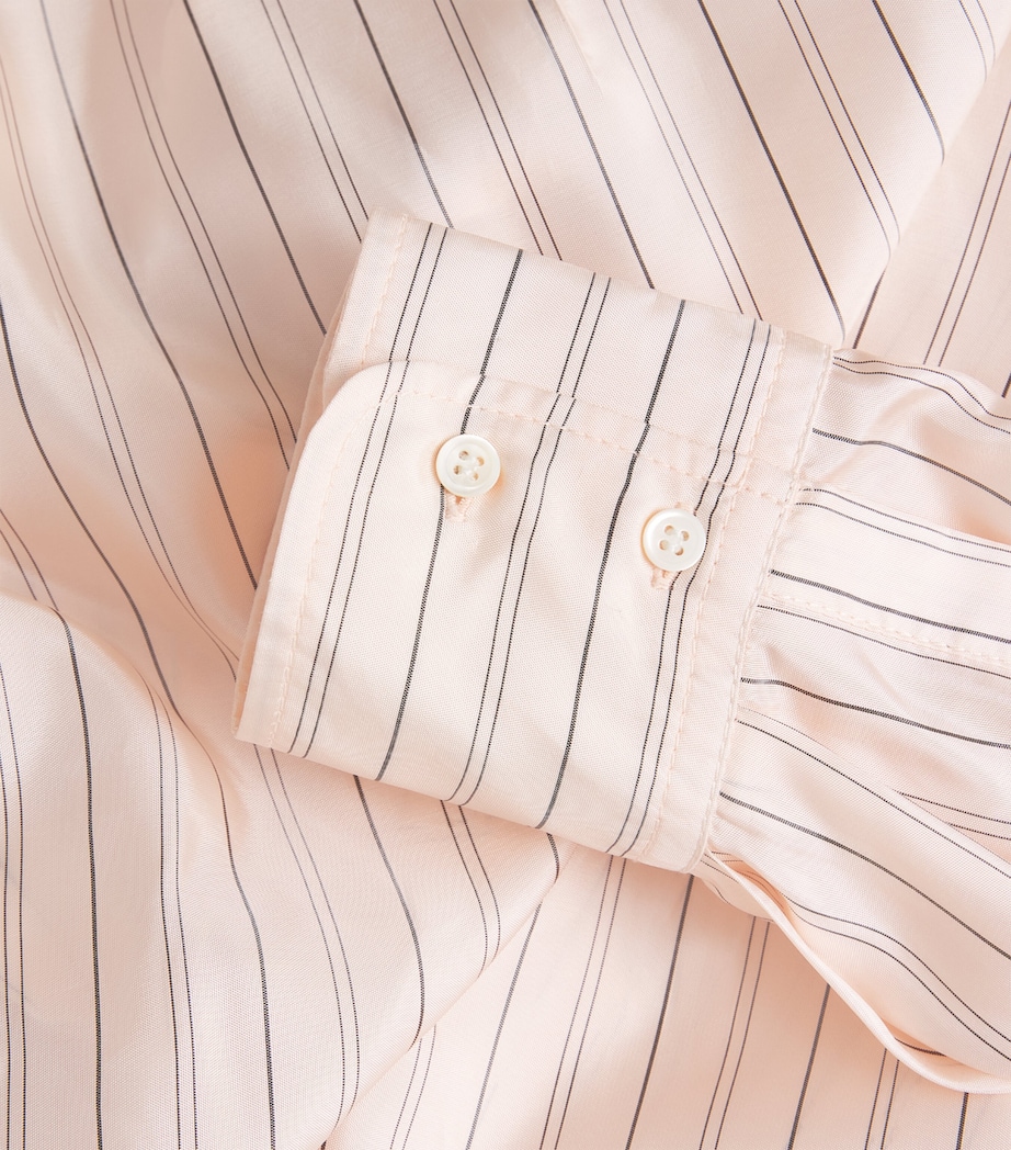 Sandro Paris Womens Pussybow Stripe Shirt Light Pink Image 6
