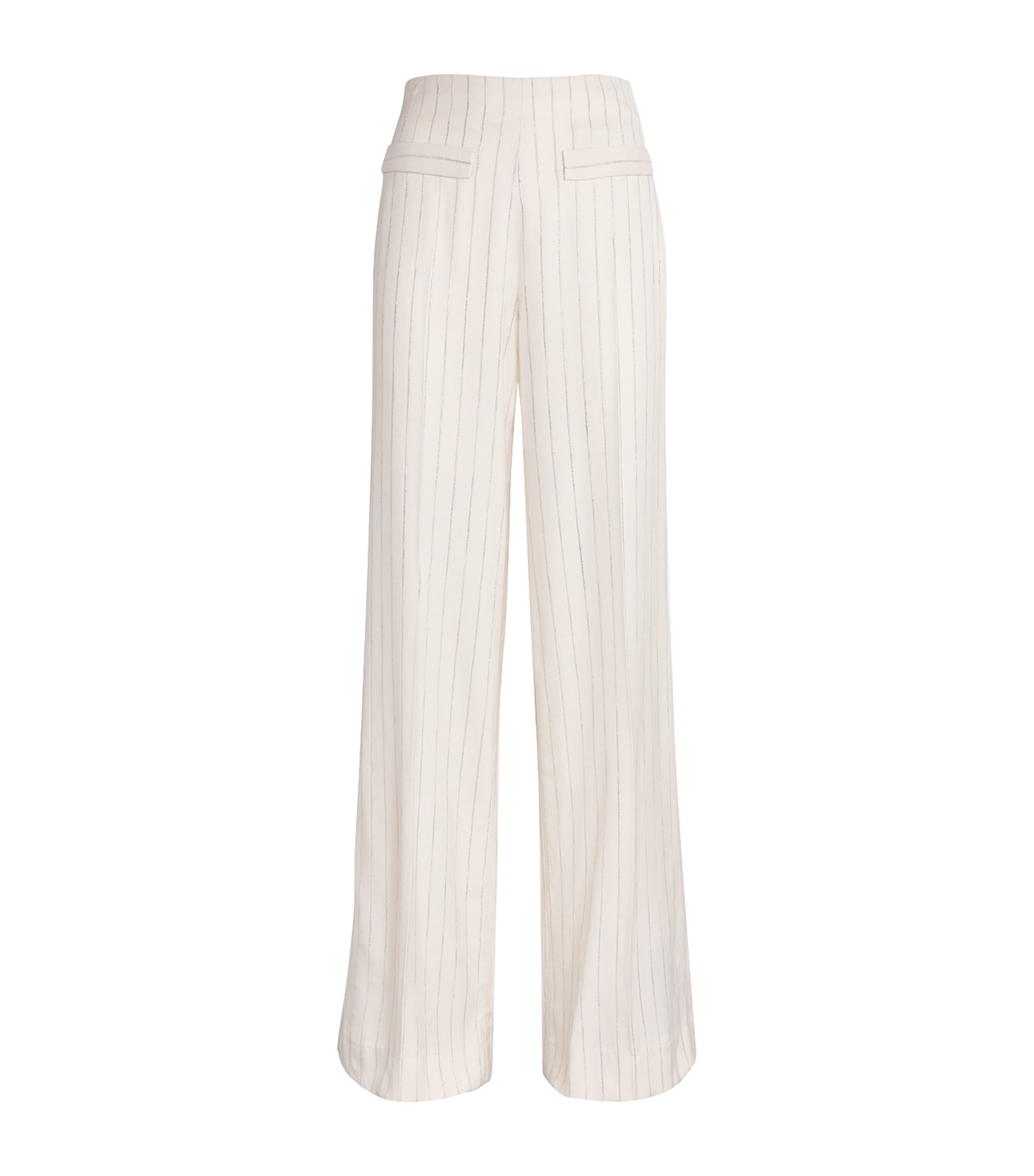 Sandro Paris Womens Sequinned Stripe Trousers Ecru / Silver Image 1