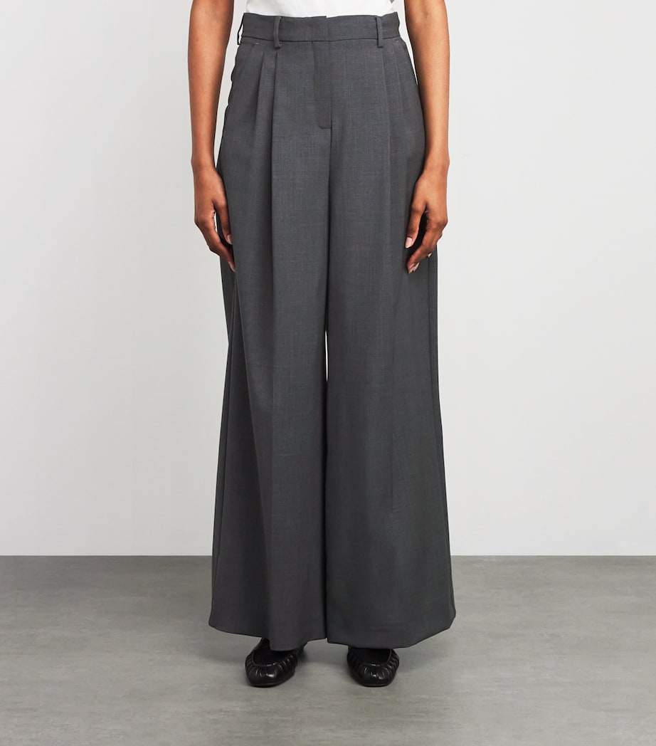 Virgin Wool Wide-Leg Tailored Trousers MEDIUM GREY Image 3
