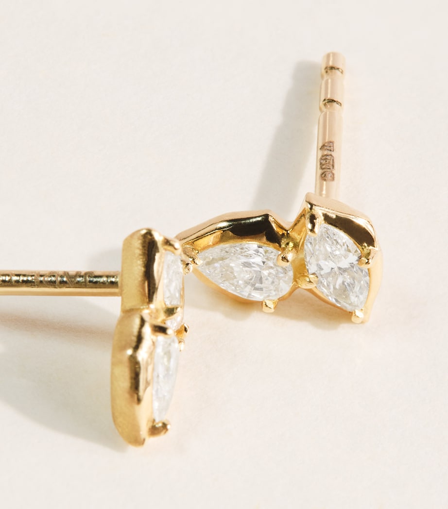 Jade Trau Yellow Gold and Diamond Poppy Drop Earrings Yellow Gold Image 4