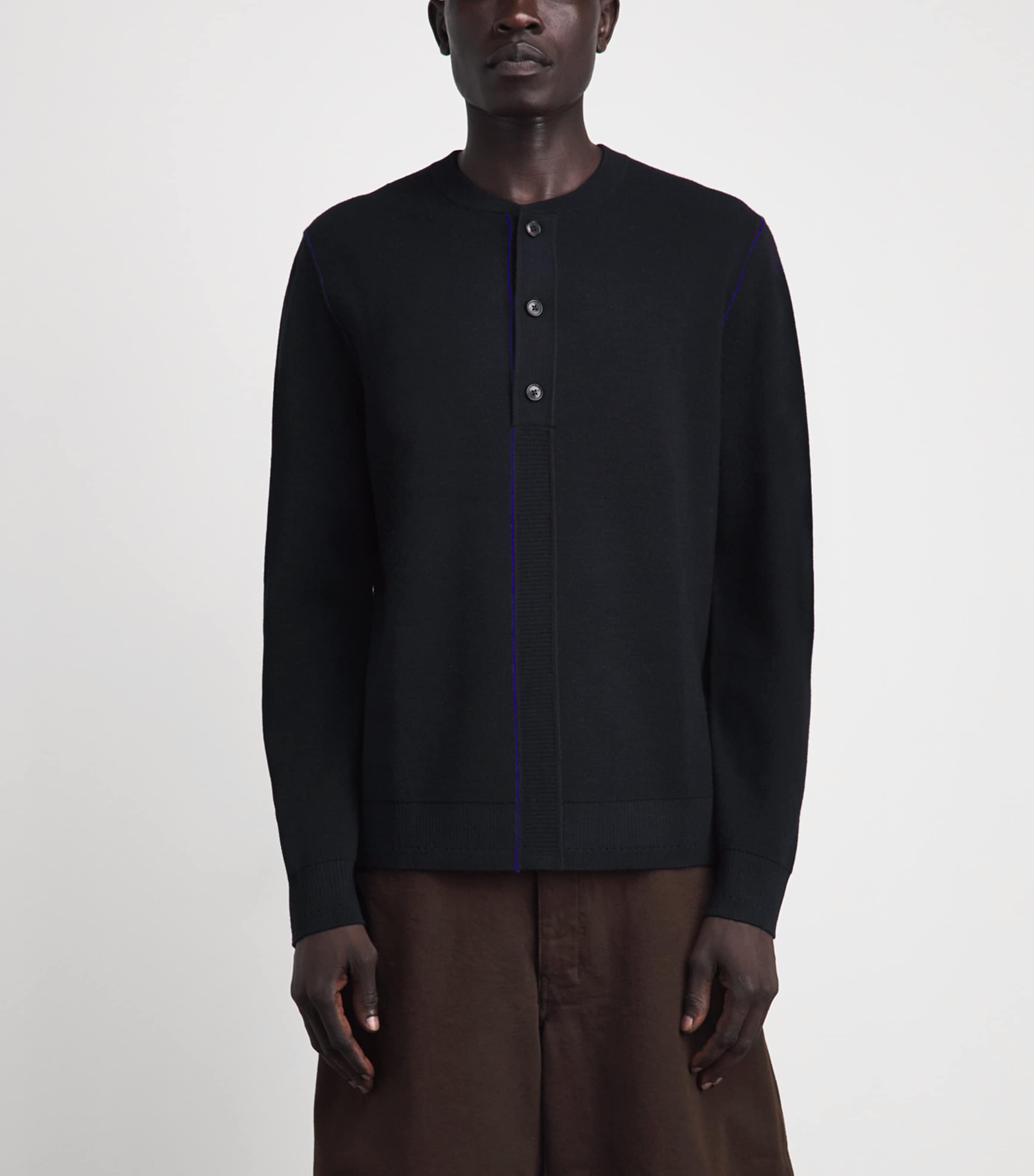 Paul Smith Mens Merino Henley Sweater Dark Navy Image 4