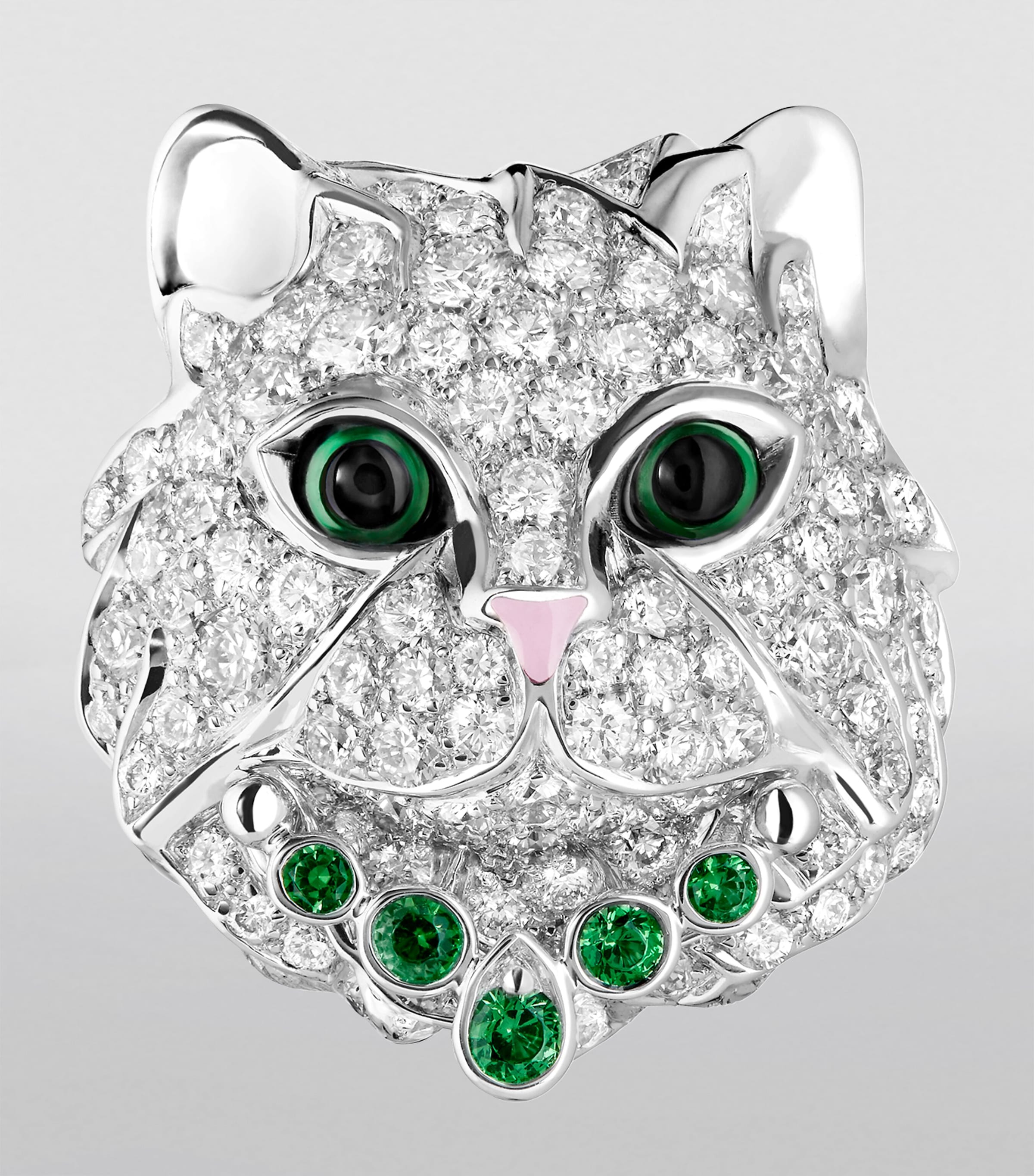White Gold, Diamond and Tsavorite Animaux de Collection Wladimir The Cat Earrings WHITE Image 3