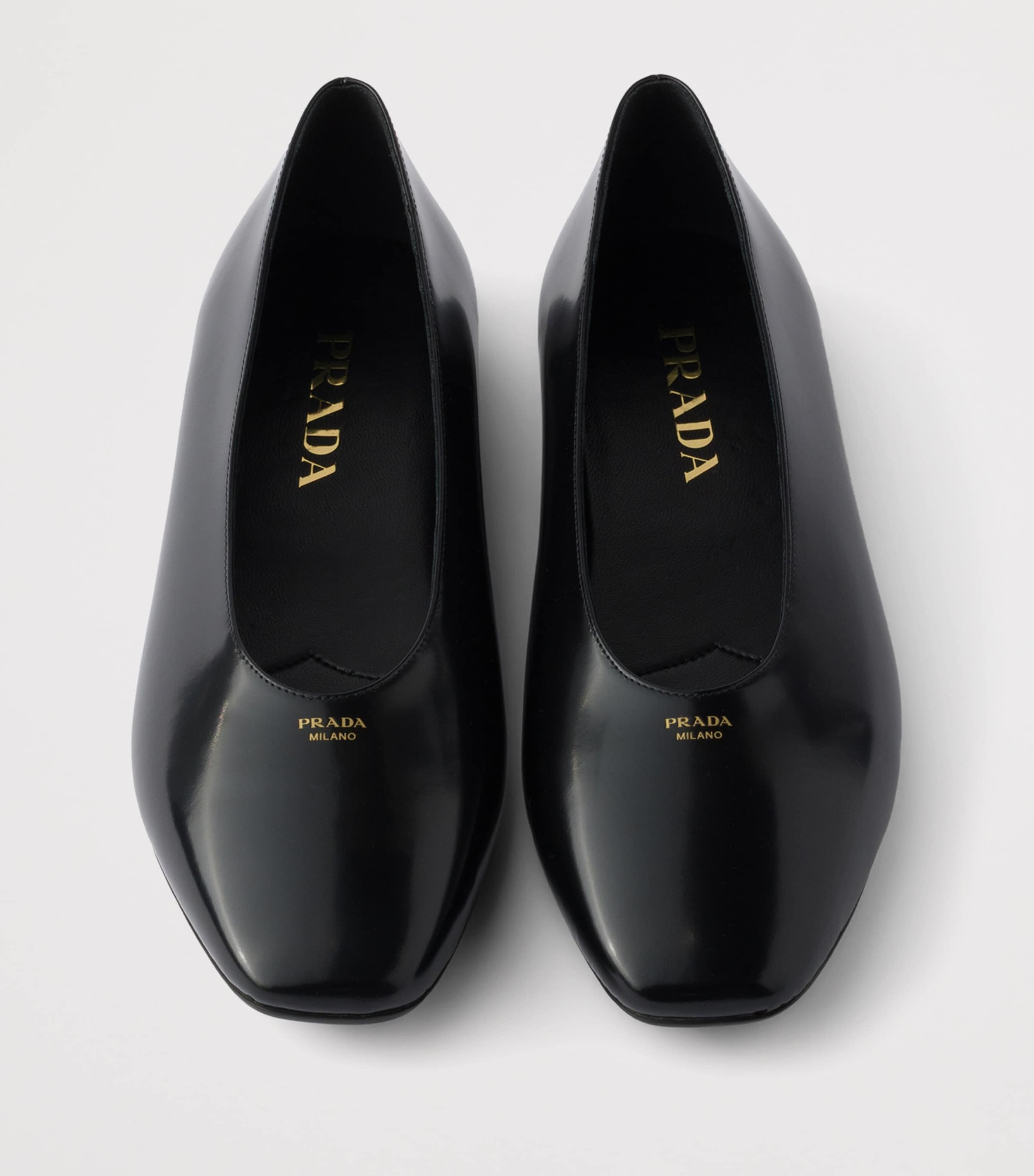 Prada Leather Logo Ballet Flats Black Image 3