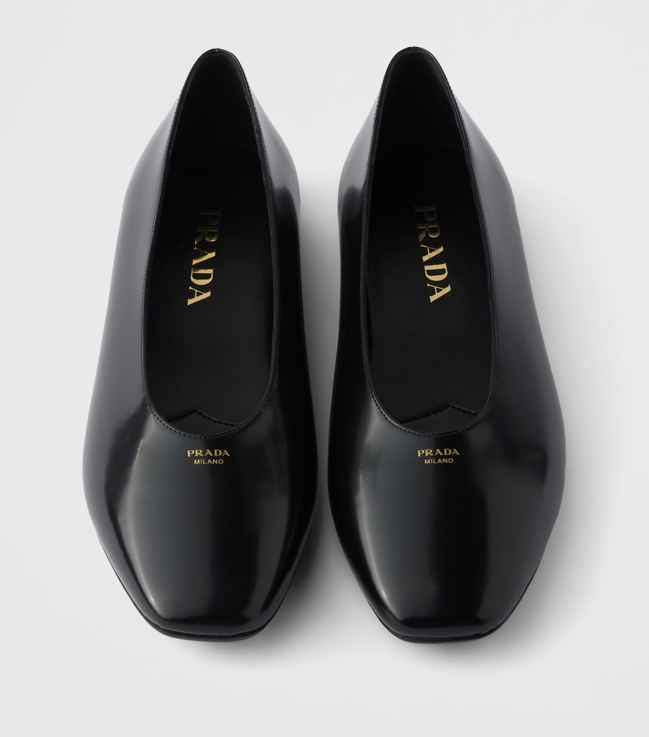 Prada Leather Logo Ballet Flats Black Image 3