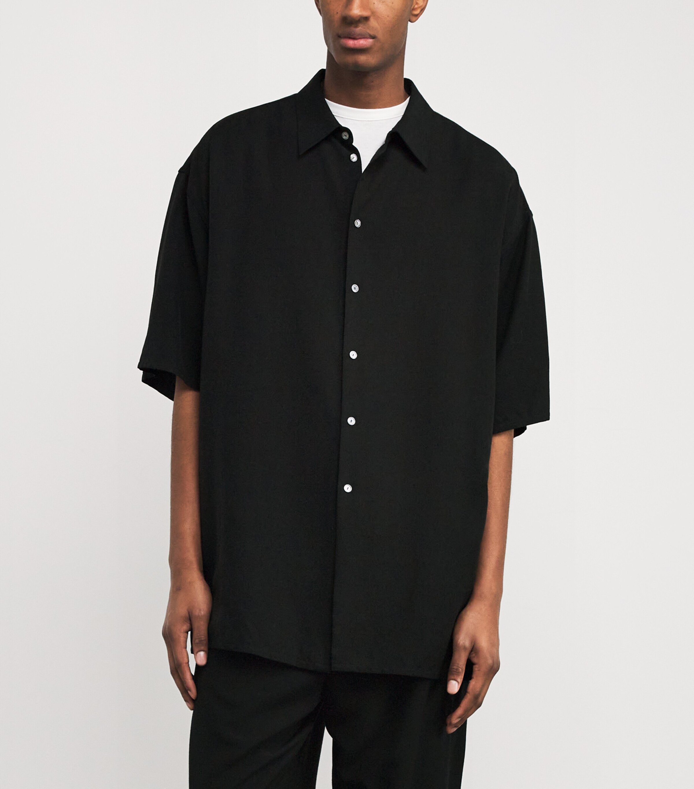 The Row Black Rodolfo Cotton-Silk Shirt | Harrods US