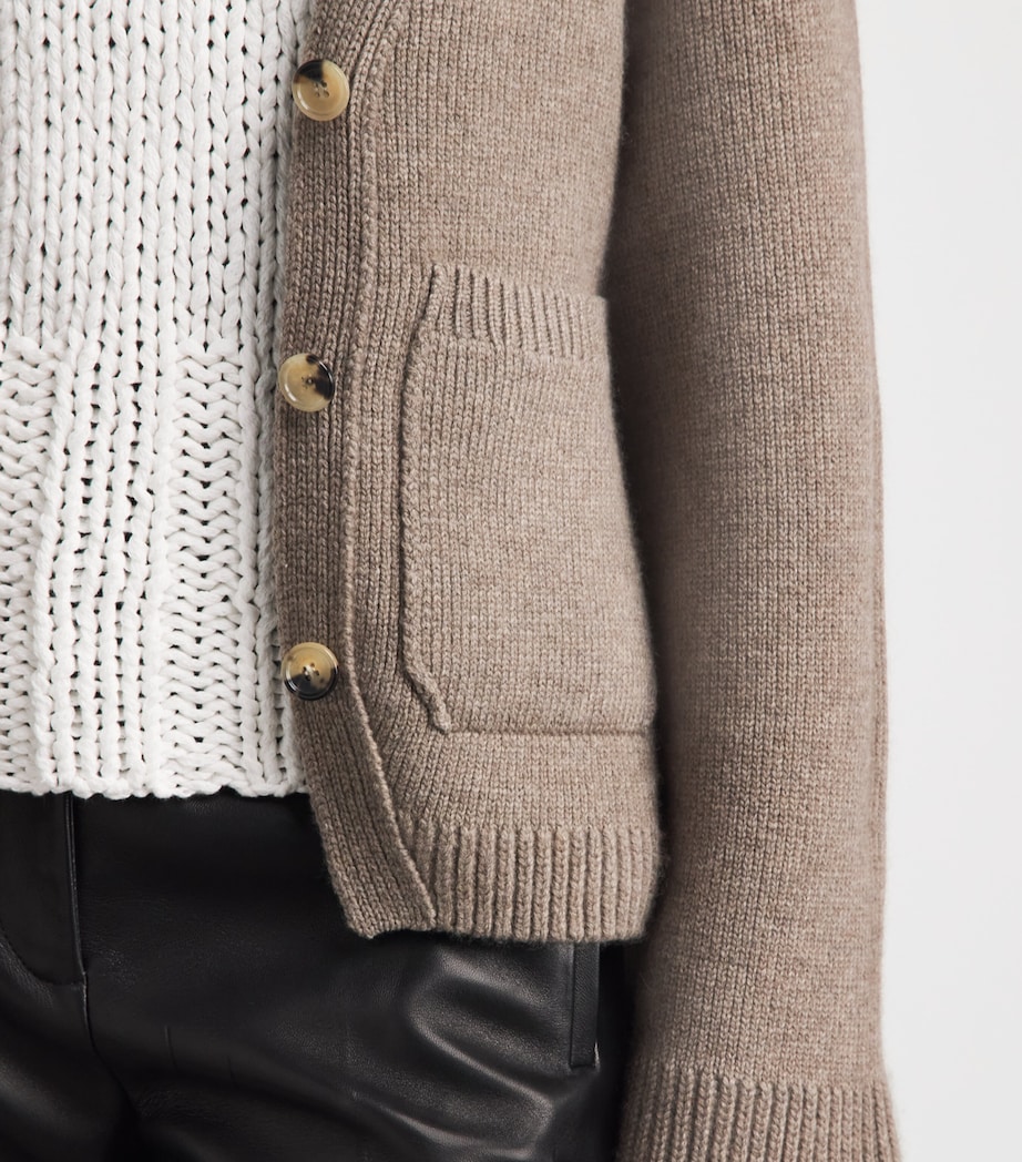 Khaite Womens Cashmere Scarlet Cardigan Barley Image 3
