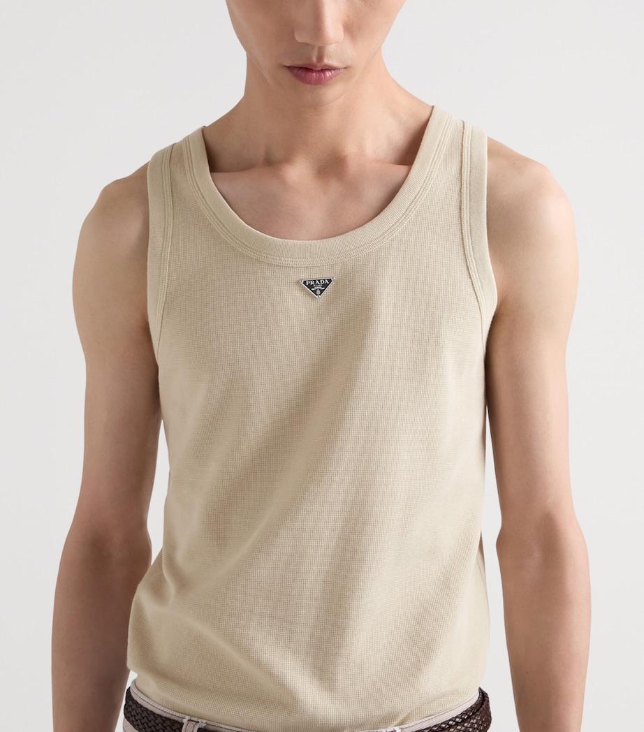 Prada Mens Cotton Triangle Tank Top Neutral Image 3