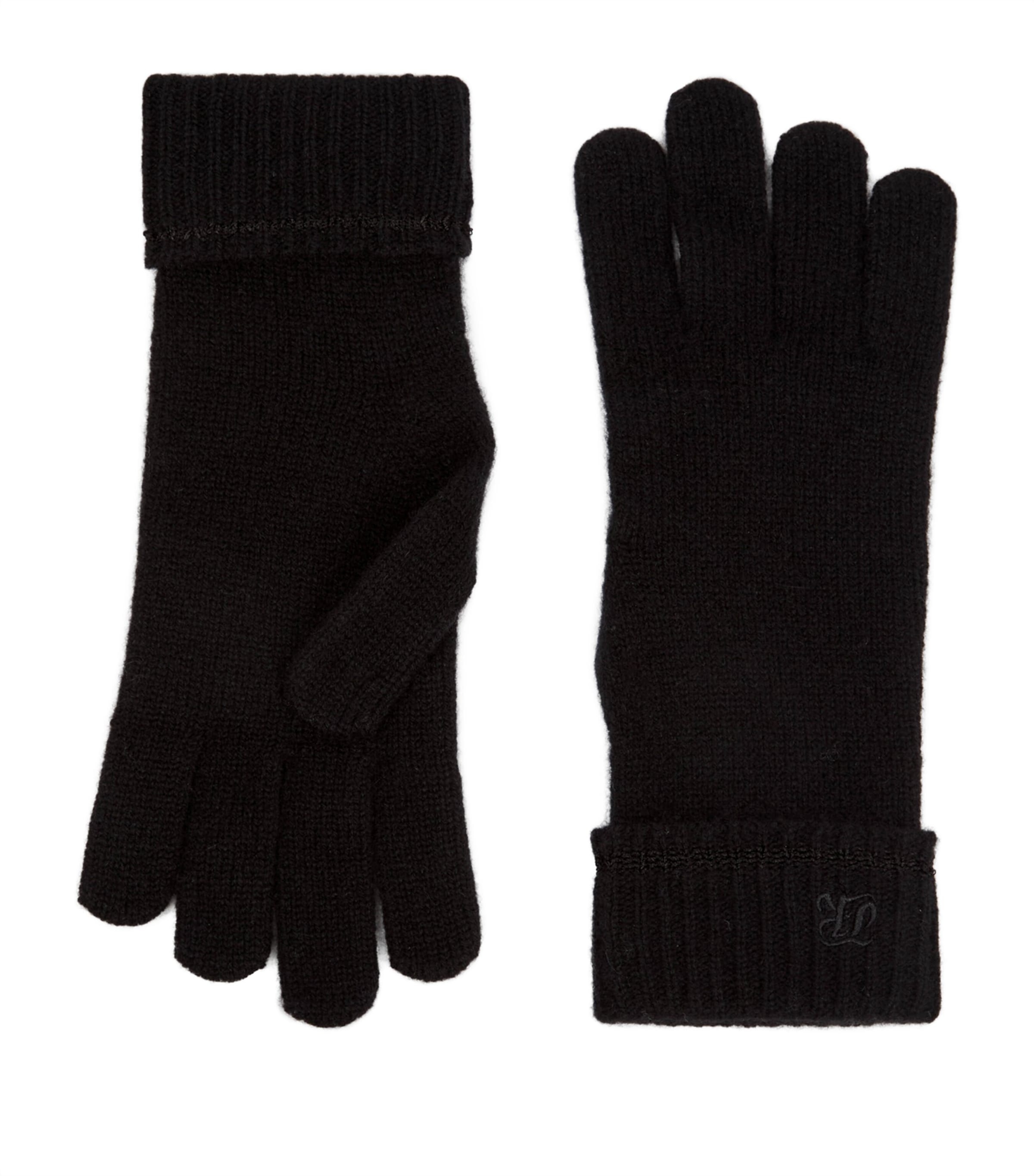 Shop The Kooples Cashmere Logo Gloves In Black