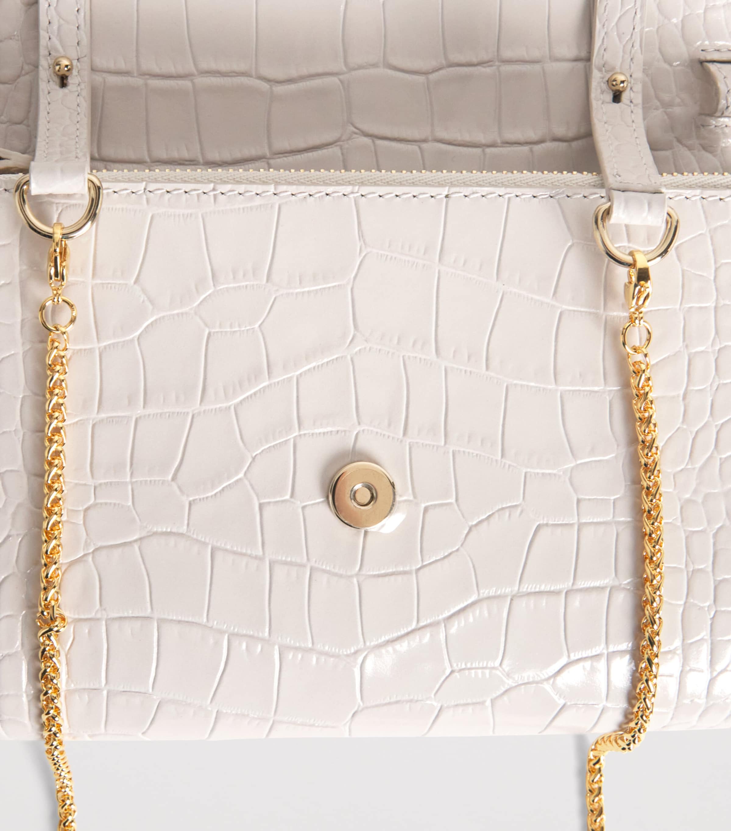 Leather Croc-Embossed Clutch Bag TRTL DOVE STMPD CROC Image 4