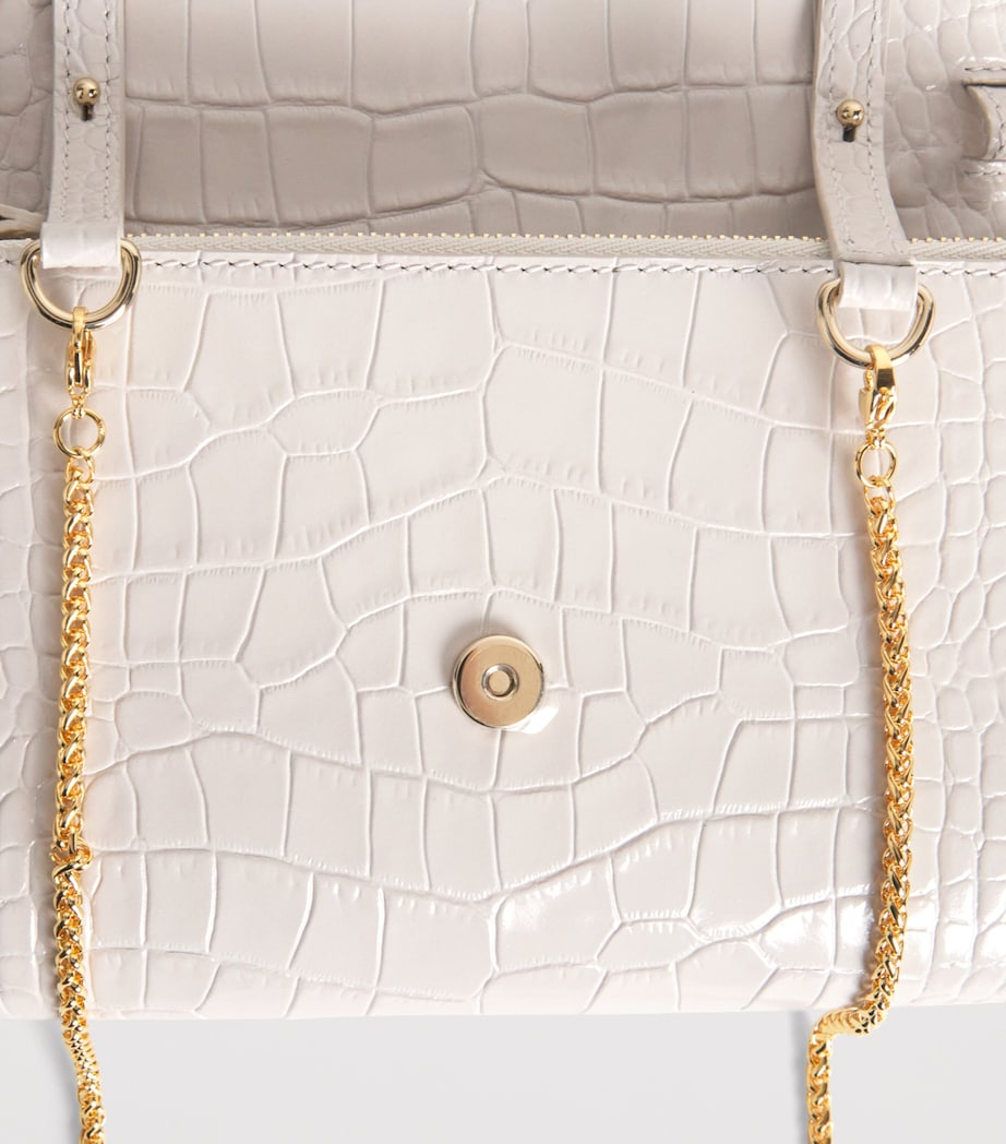 Leather Croc-Embossed Clutch Bag TRTL DOVE STMPD CROC Image 4