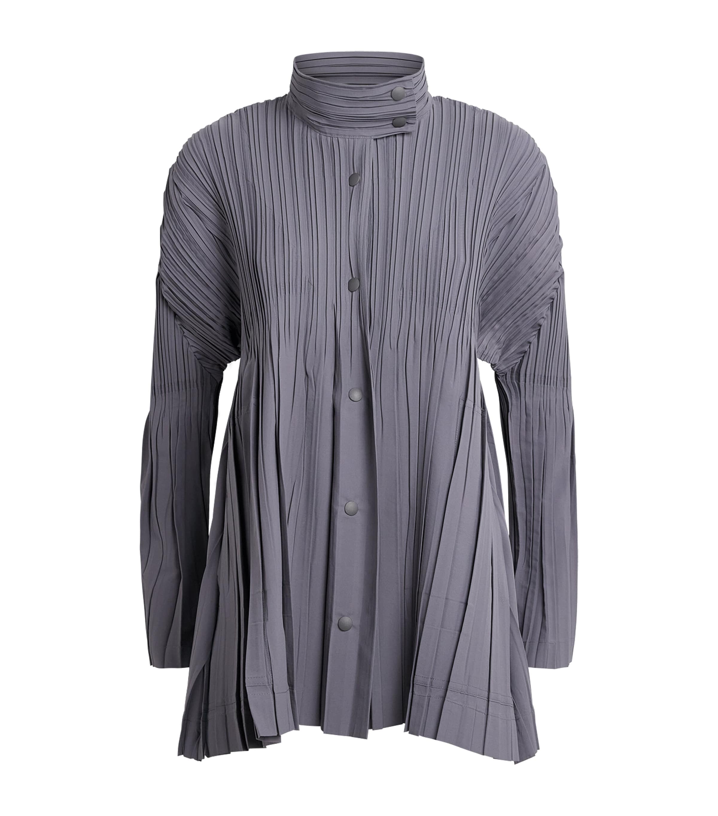 Pleats Please Issey Miyake Womens Pleated Float Coat Grey Image 1