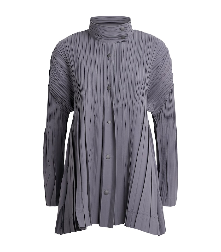 Pleats Please Issey Miyake Womens Pleated Float Coat Grey Image 1