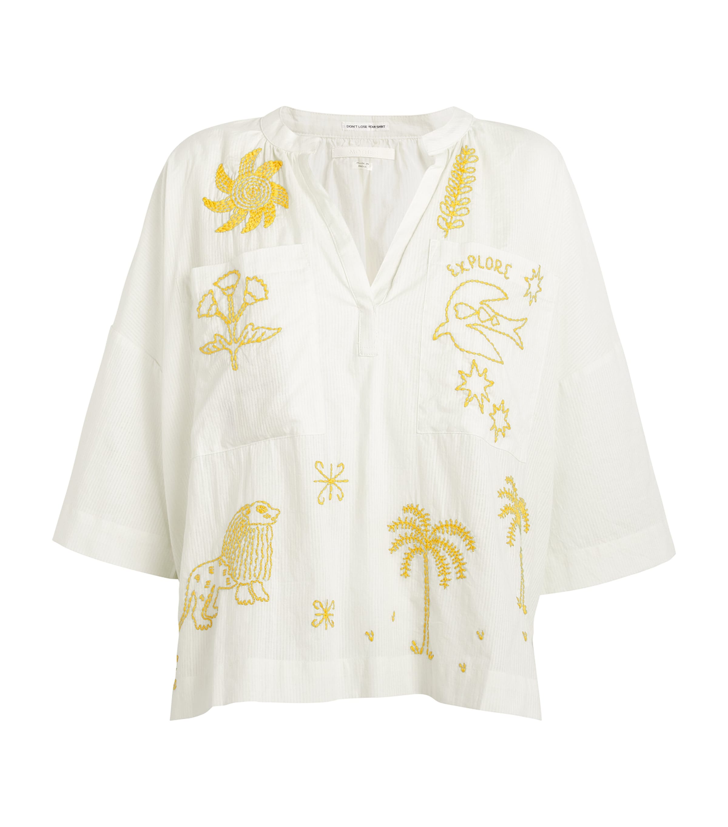 Mother Cotton Embroidered Shirt In White