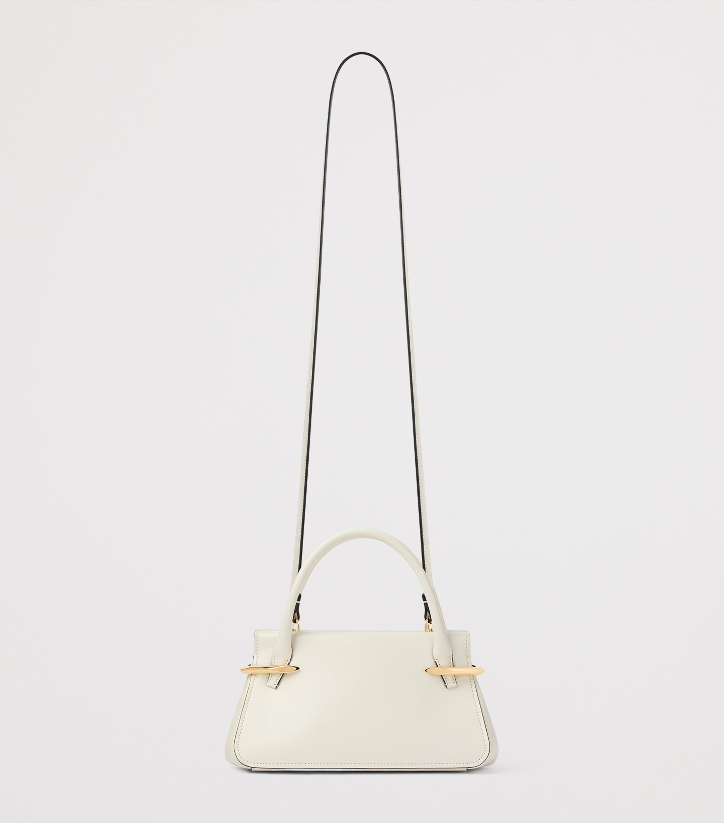 Mini Leather Pinch Top-Handle Bag IVORY Image 4