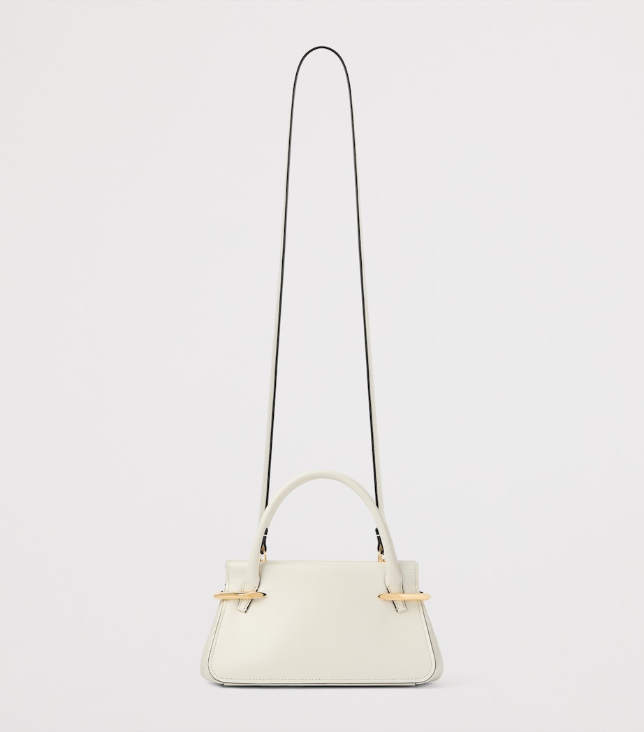 Mini Leather Pinch Top-Handle Bag IVORY Image 4