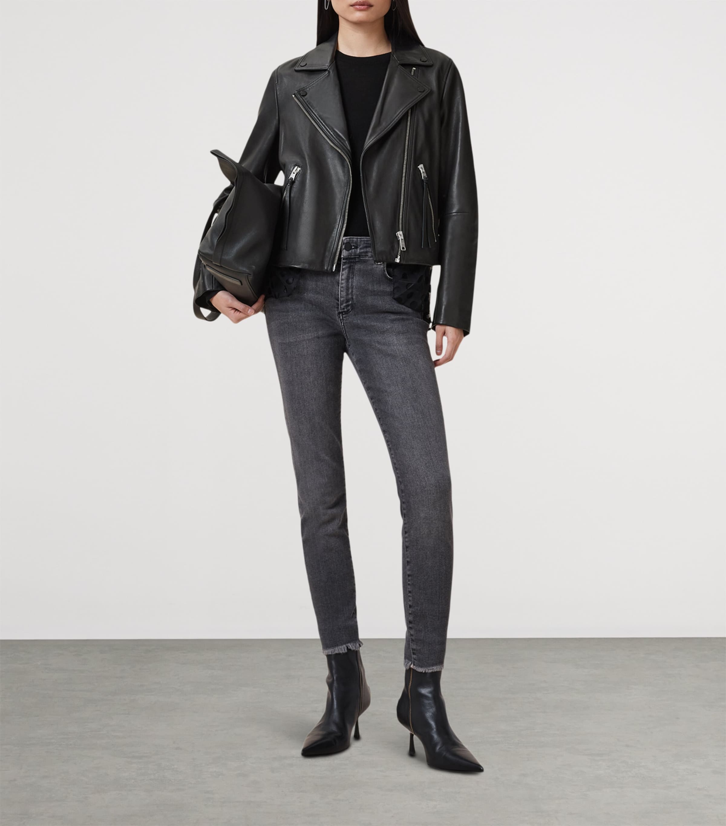 Leather Dalby Biker Jacket BLACK Image 4