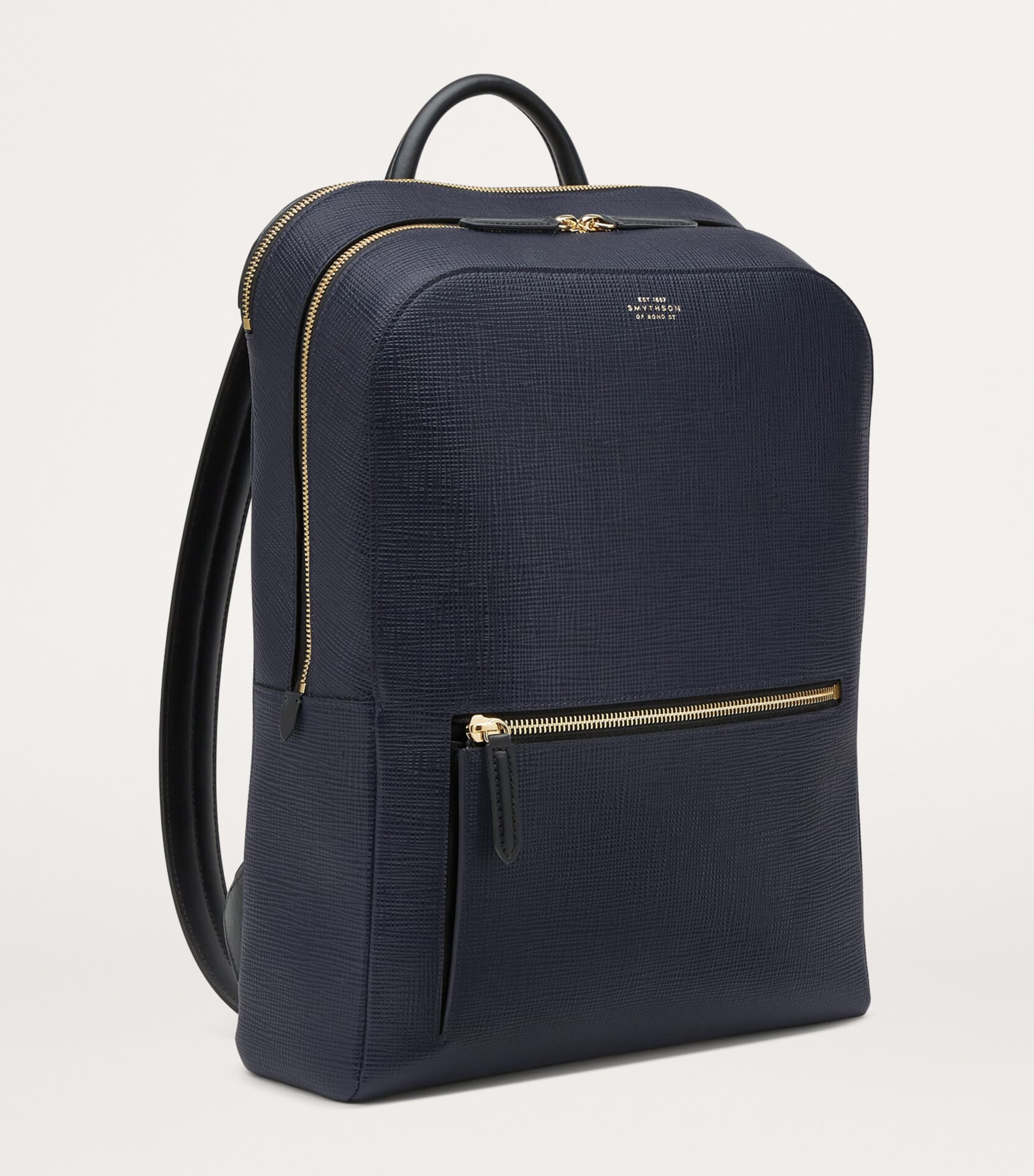 Smythson Leather Panama Backpack Navy Image 2