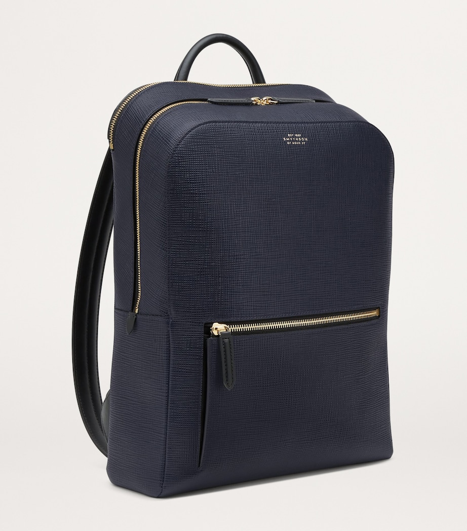 Smythson Leather Panama Backpack Navy Image 2