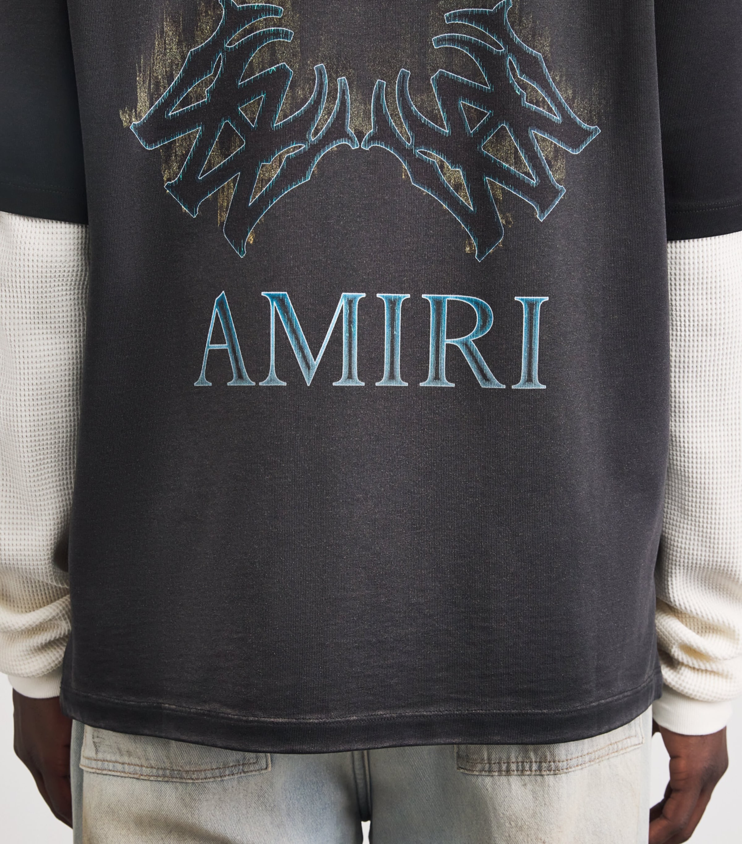 AMIRI Mens Cotton MA Quad Flames Oversized T-Shirt Black Image 3