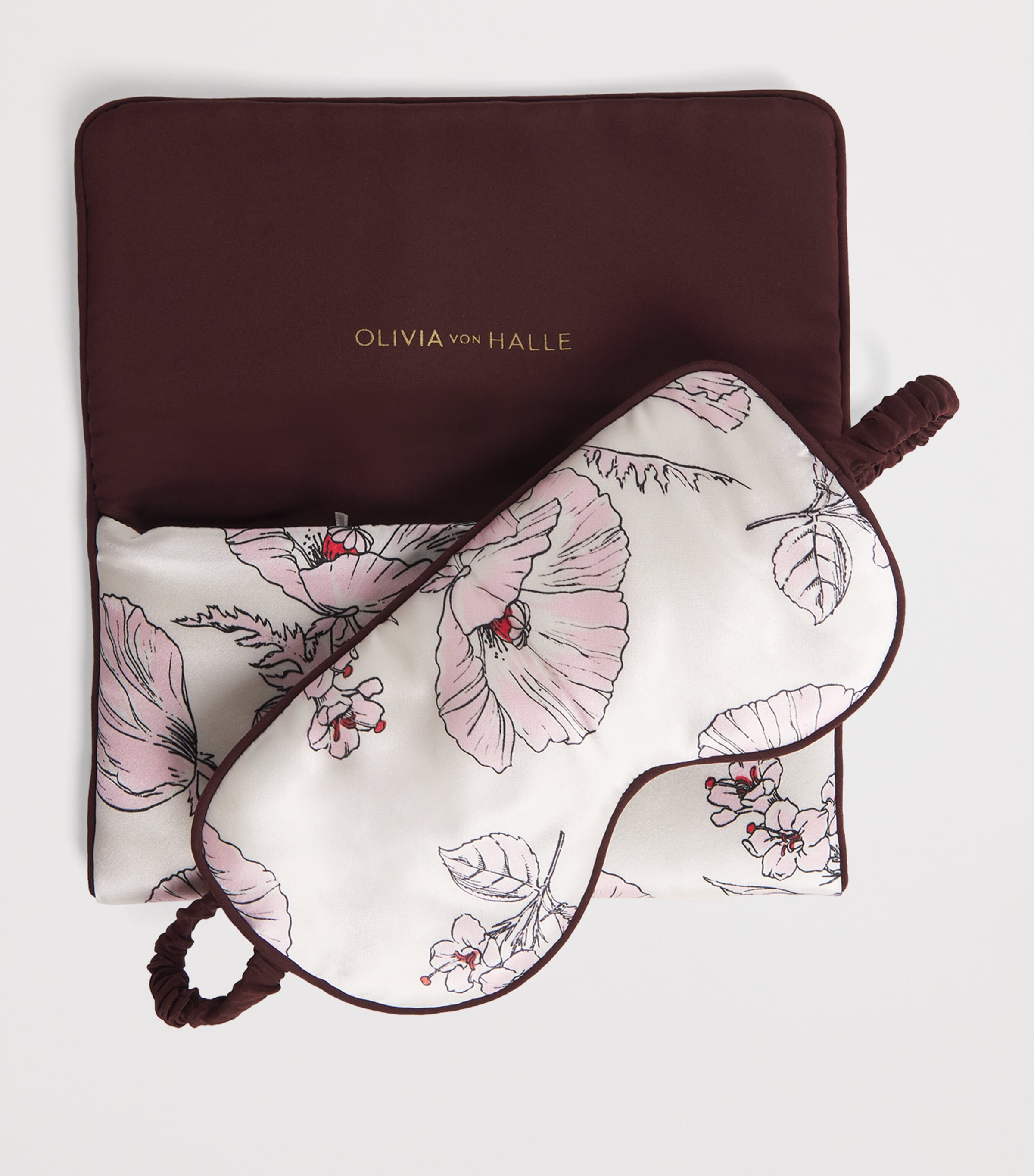 Olivia von Halle Womens Silk Rosalia Poppies Eye Mask Rosalia Image 4
