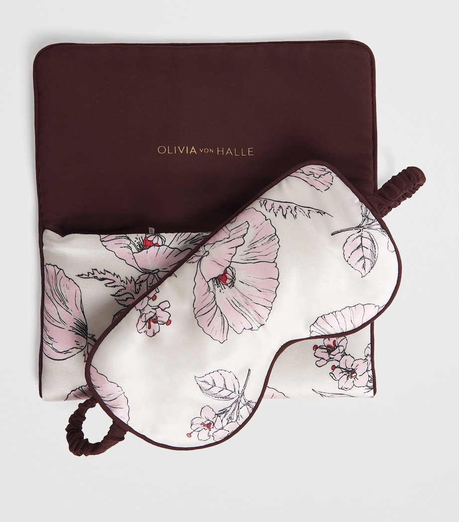 Olivia von Halle Womens Silk Rosalia Poppies Eye Mask Rosalia Image 4