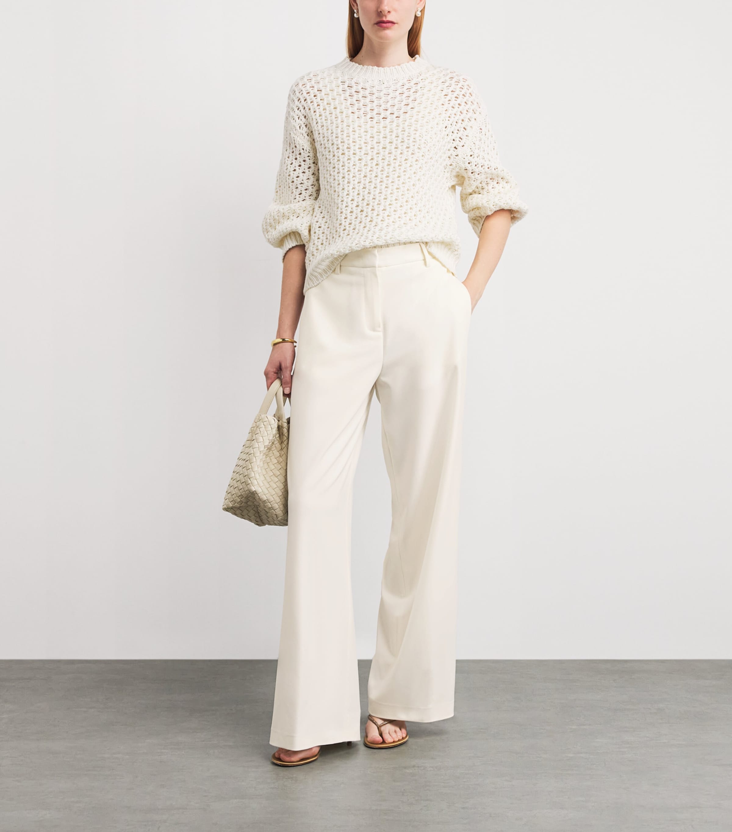Fabiana Filippi Womens Crepe Tailored Trousers Burro Image 2