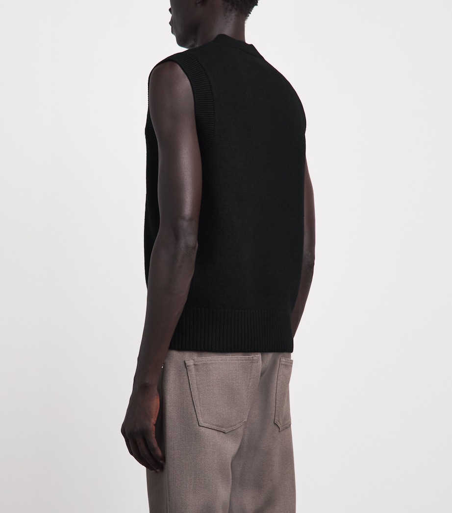 AMI Paris Mens Wool Logo Sweater Vest Noir/ecru Image 5
