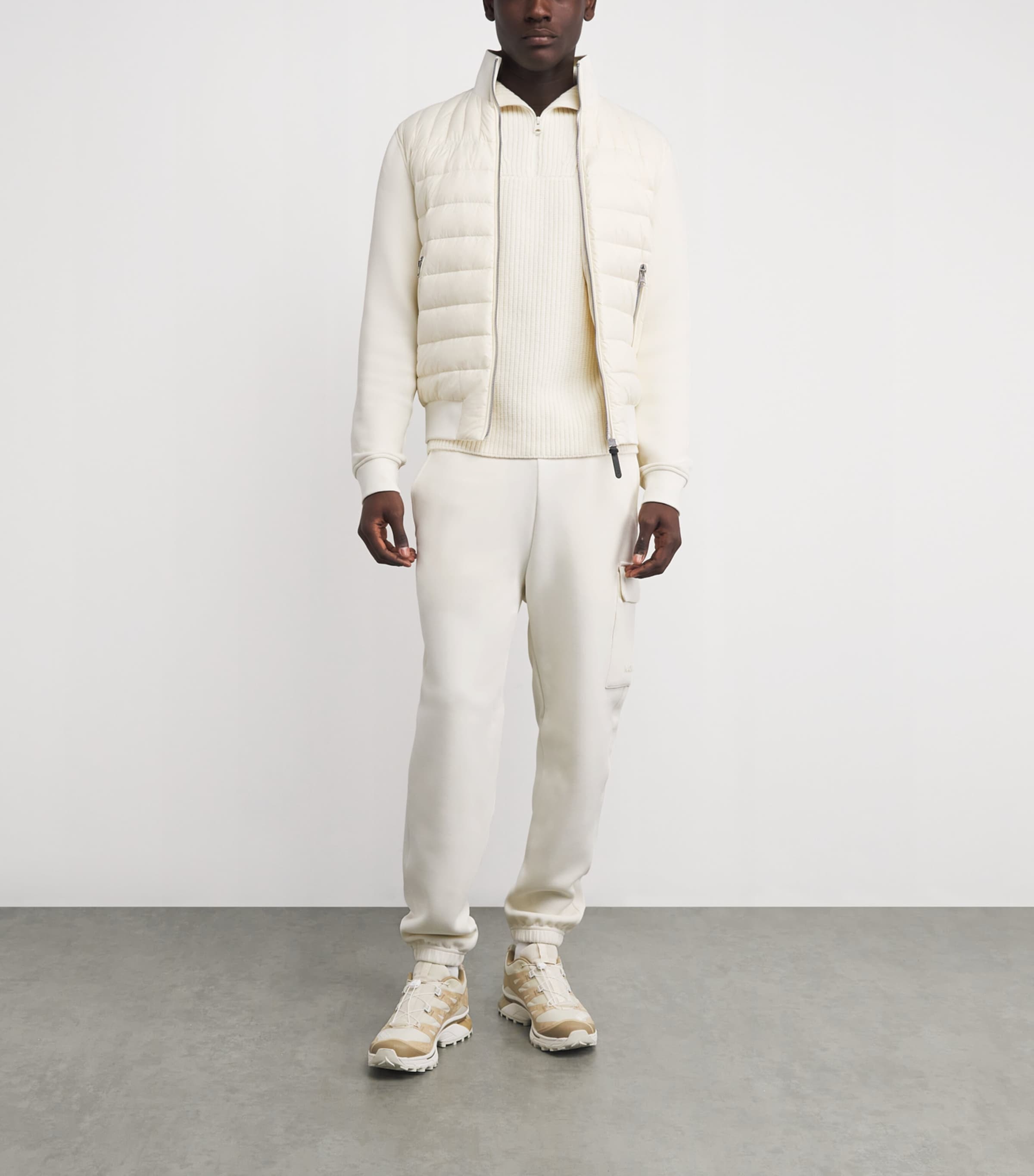 Cotton-Blend Hybrid Bomber Jacket C0253 CREAM Image 2