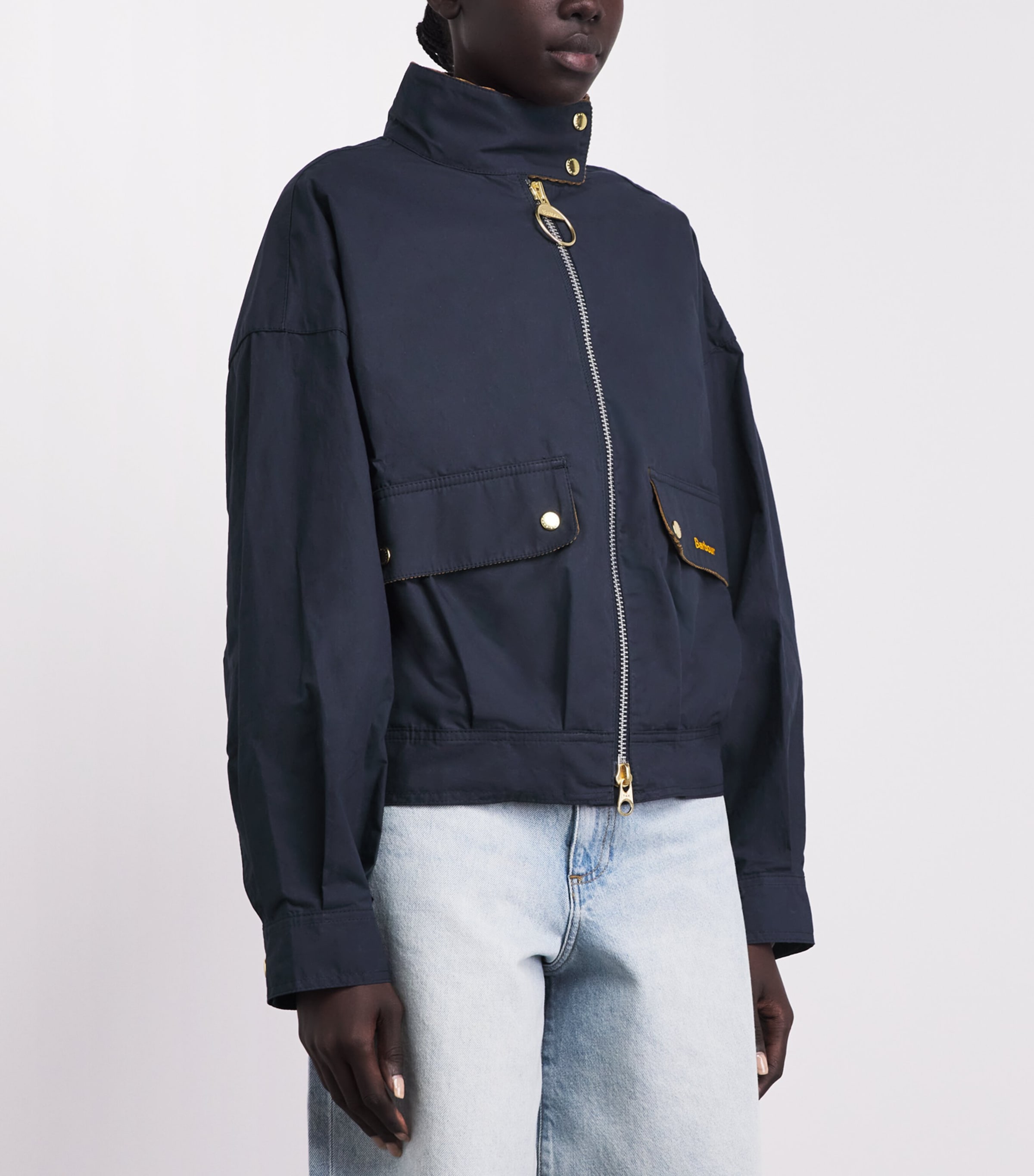 Barbour Womens Blackthorn Jacket Vulcan Navy/beige Ta Image 4