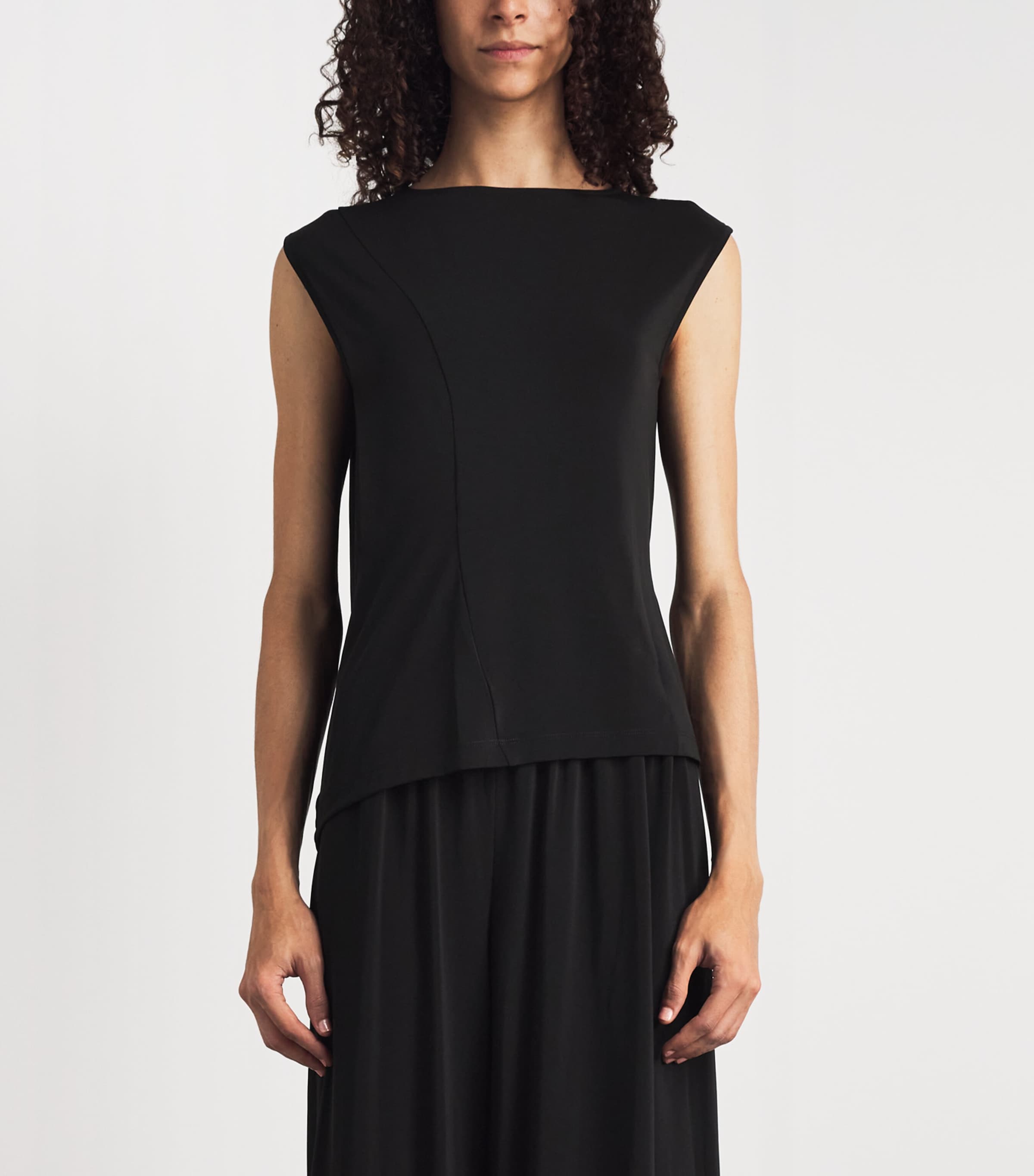 Issey Miyake Womens Drape Jersey Sleeveless Blouse Black Image 4