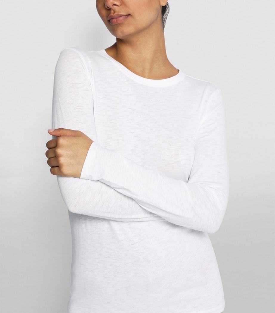 long-sleeve cotton T-shirt BRIGHT WHITE W Image 6