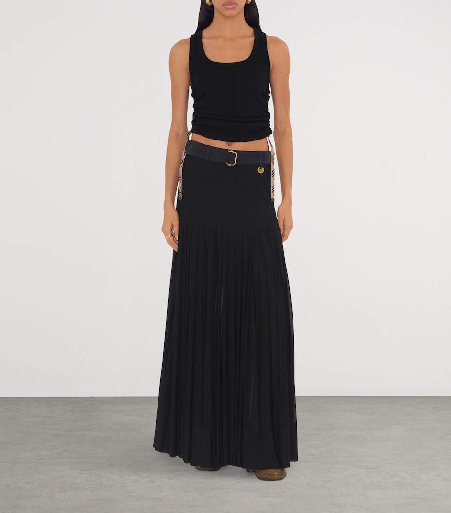 Pleated Maxi Skirt BLACK Image 3