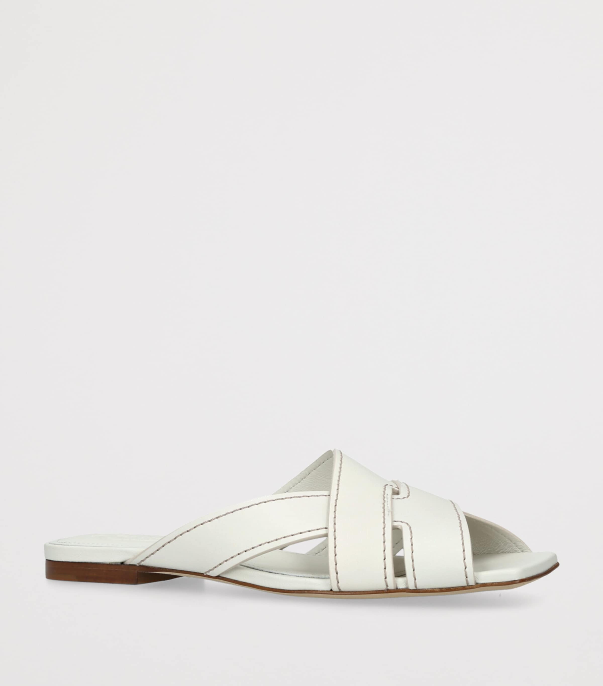 Leather T-Strap Sandals WHITE Image 3