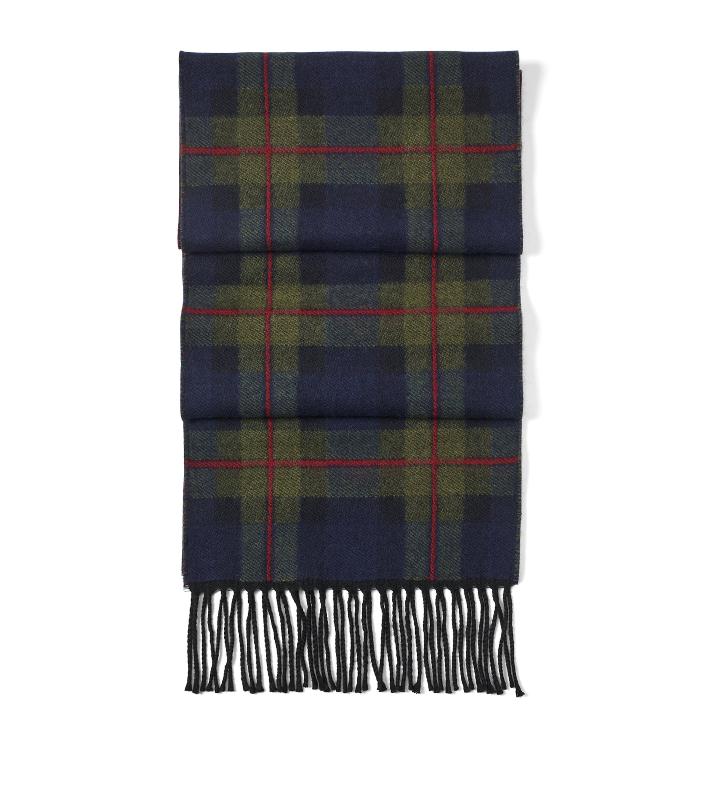 Merino Wool Tartan Scarf GREEN Image 1