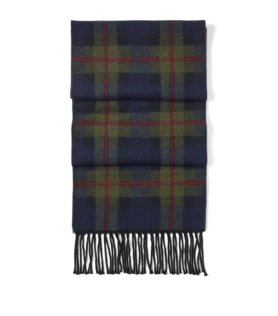 Merino Wool Tartan Scarf GREEN Image 1