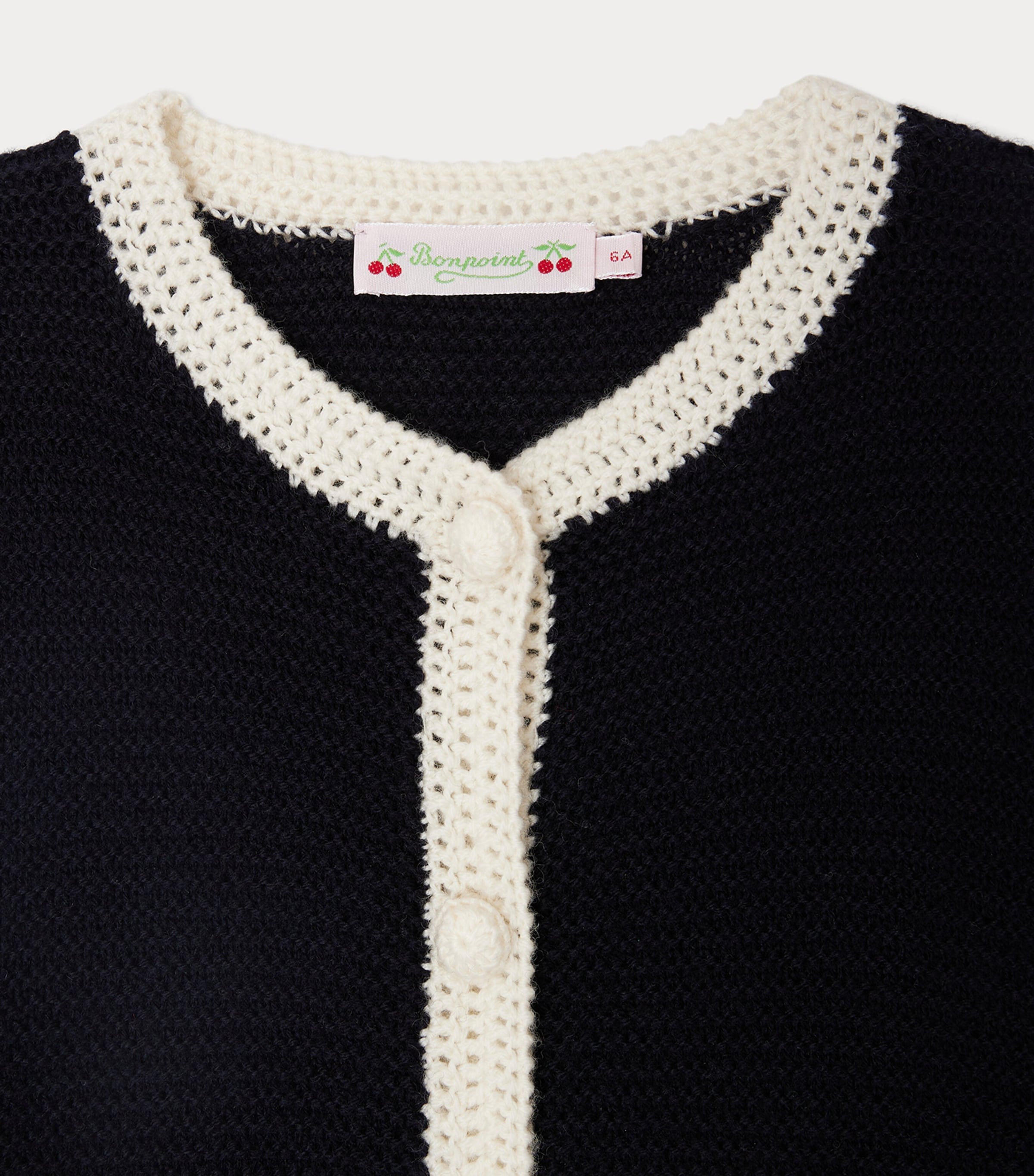 Wool Cherry-Crochet Elaia Cardigan (4-8 Years) MARINE Image 3
