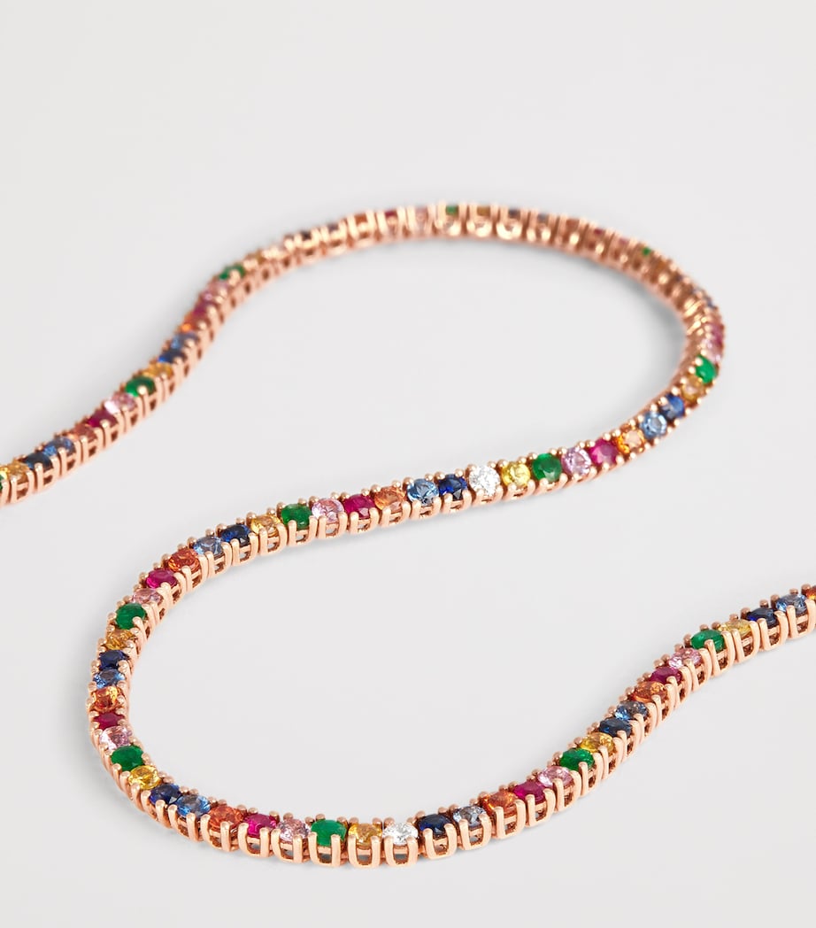 Rose Gold, Diamond and Rainbow Sapphire Hepburn Necklace ROSE GOLD Image 3