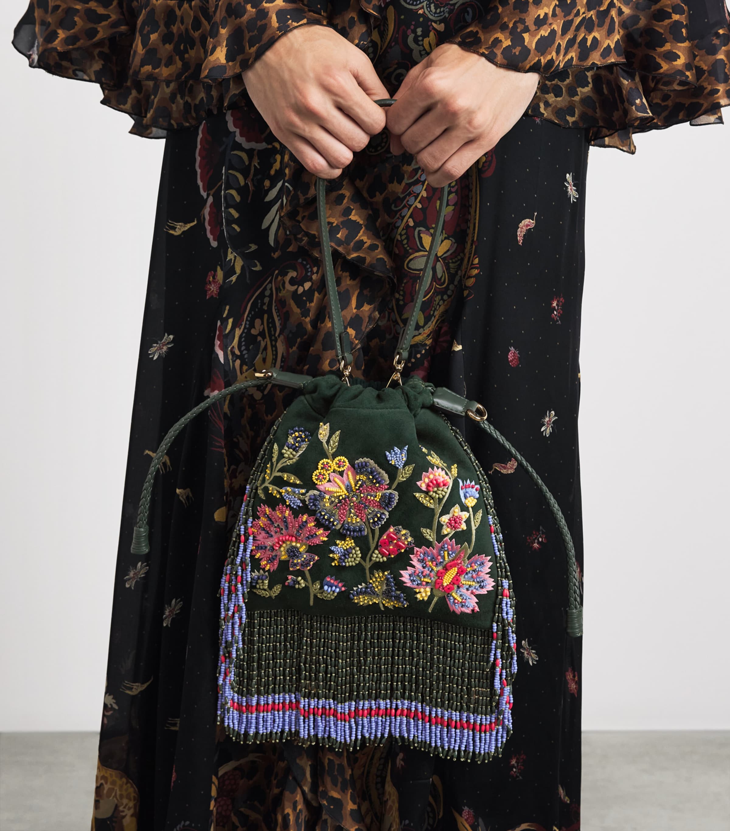 Etro Beaded Kalispera Shoulder Bag Green Image 4