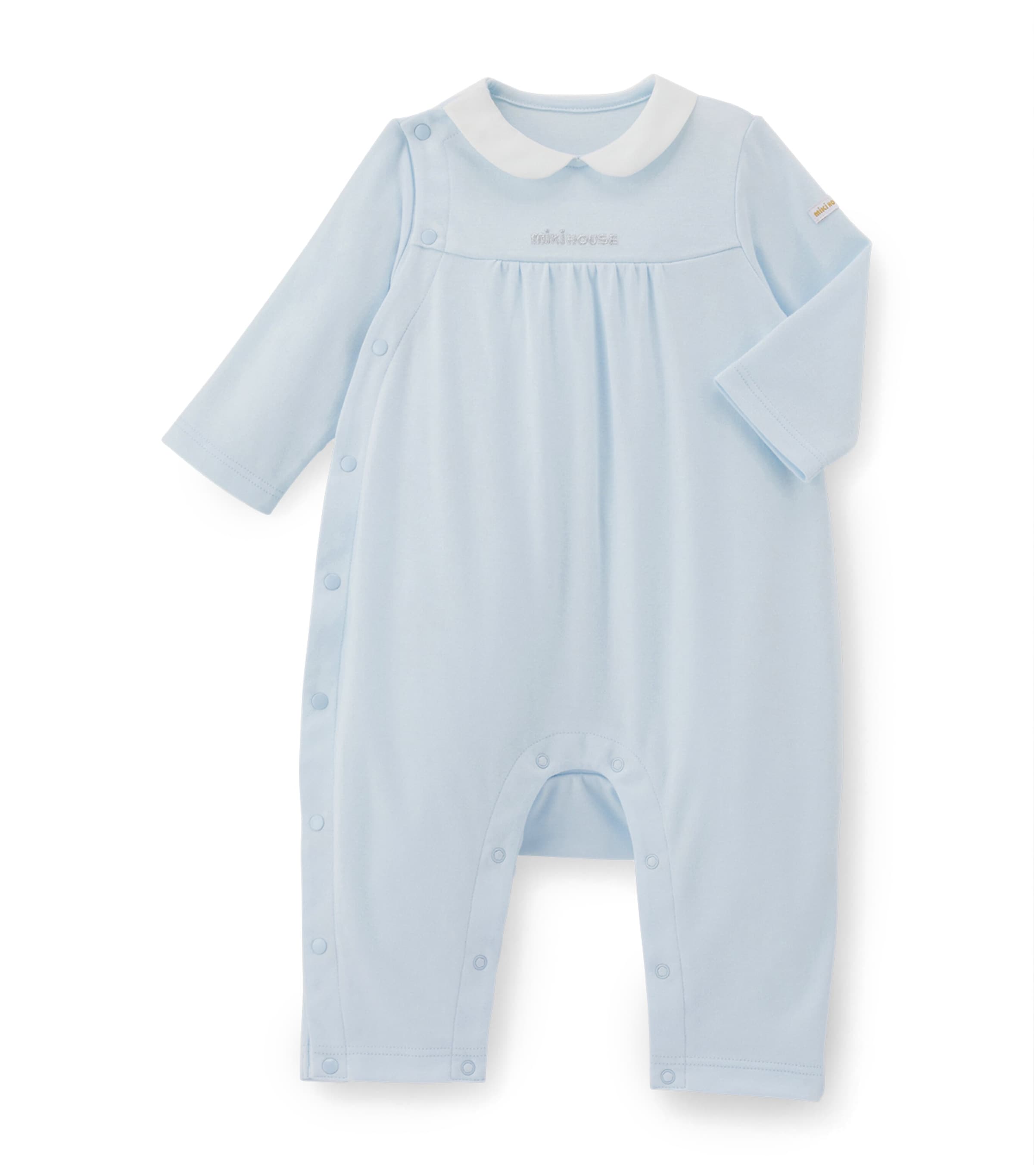 Miki House Cotton Embroidered Playsuit In Blue
