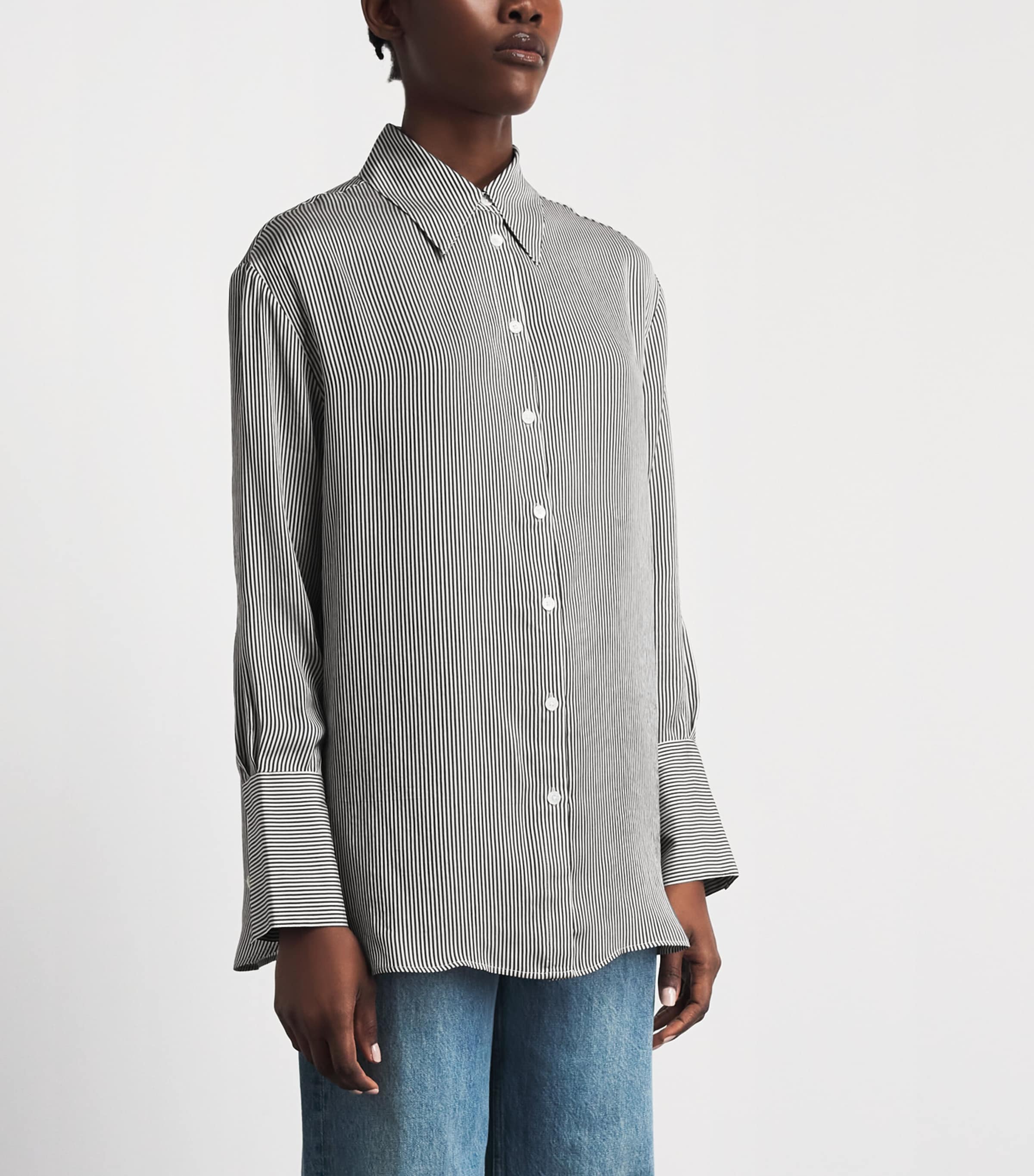 ANINE BING Womens Oversized Stripe Bridget Shirt White / Black Image 4